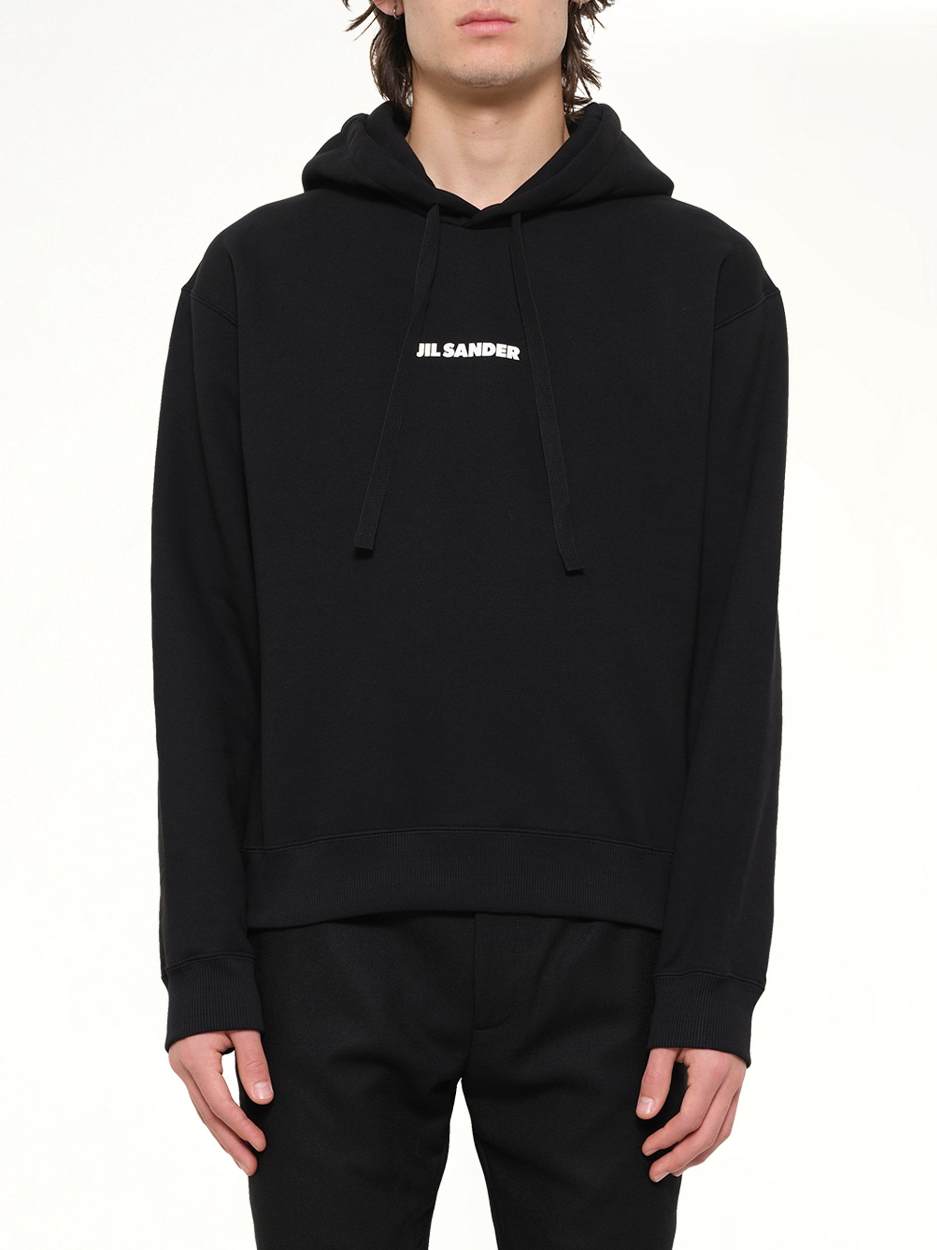 JIL SANDER Logo Hoodie 148 in Black