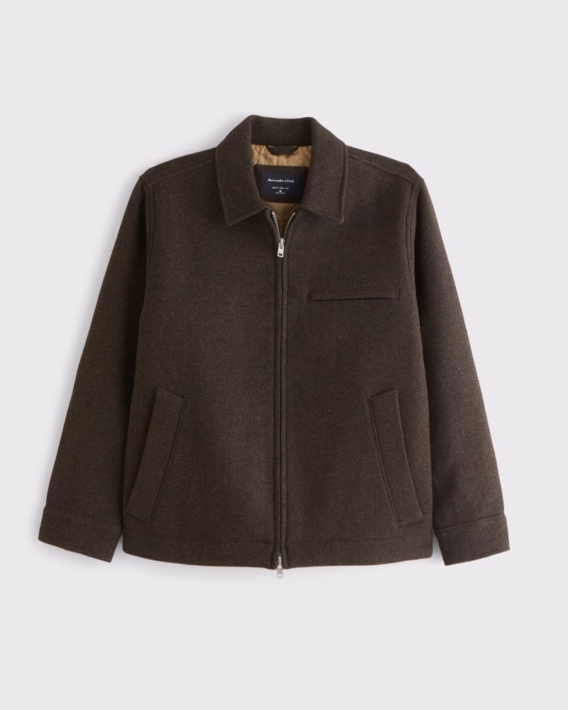 Abercrombie & Fitch Dark Brown Zip Jacket — Point Collar, Full Zip