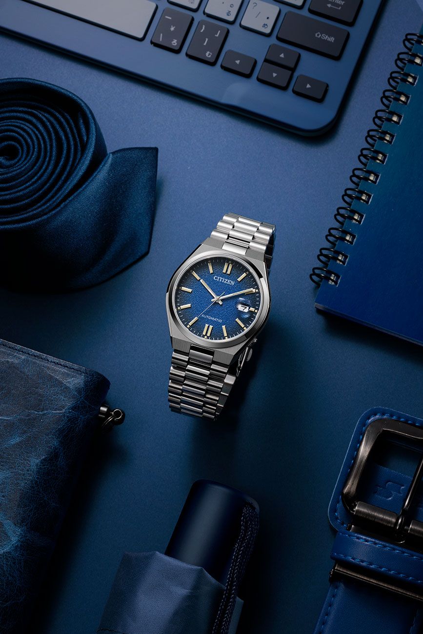 Citizen Silver and Blue Wrist Watch — Blue Sunray Dial, Silver-tone