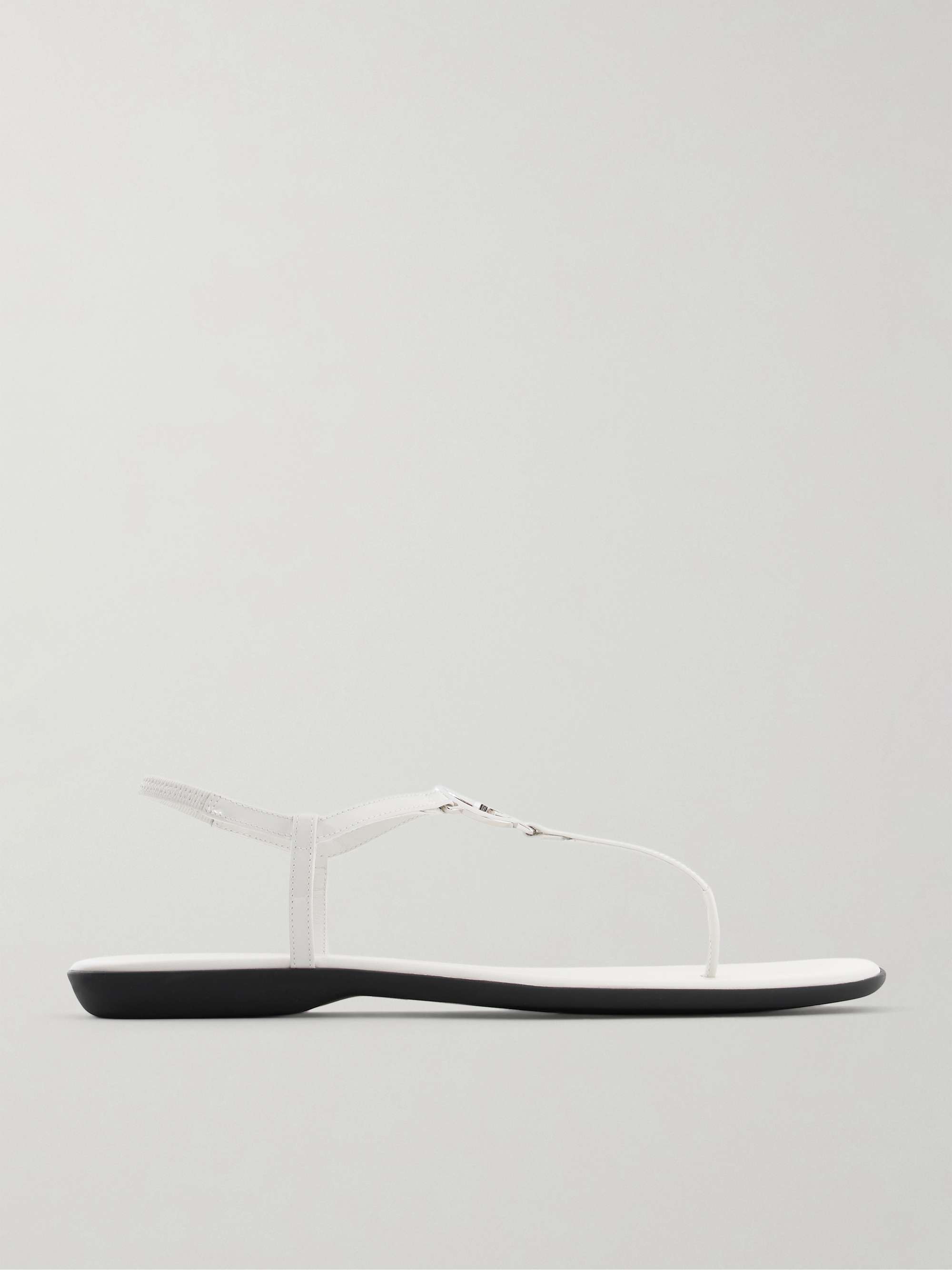 GUCCI Logo-embellished leather thong sandals