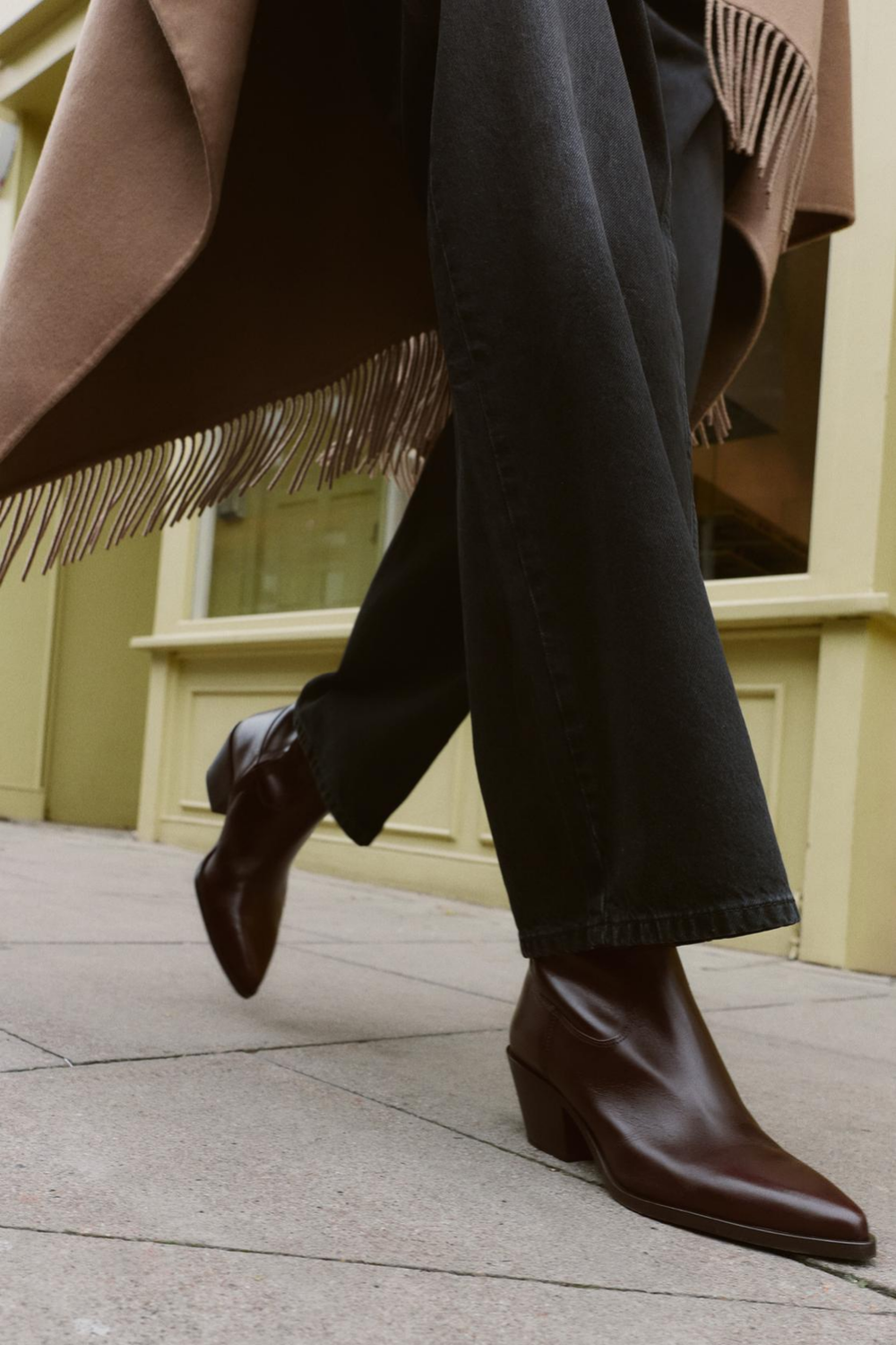 Zara Burgundy Red Cowboy Ankle Boots — Western Stitching Details