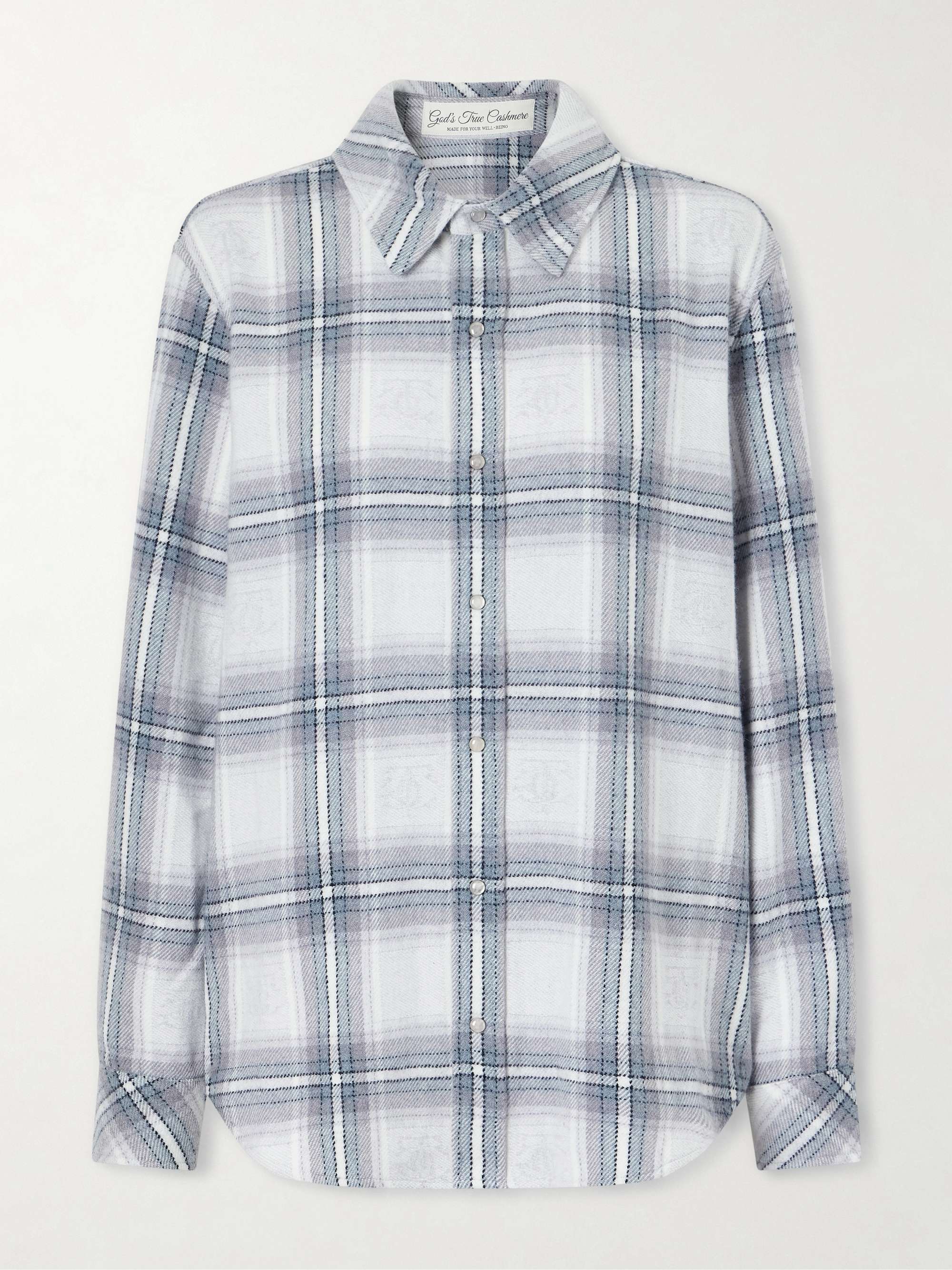 GOD'S TRUE CASHMERE Cloud Light Tartan cashmere shirt