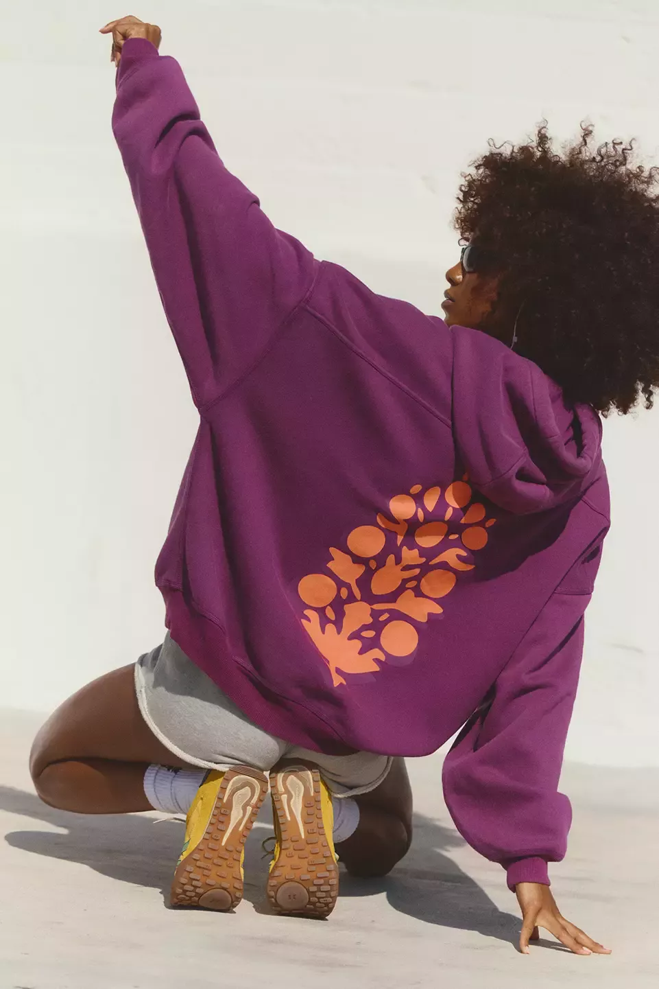 FP Movement Deep Purple Hoodie — Orange Abstract Floral or Fruit
