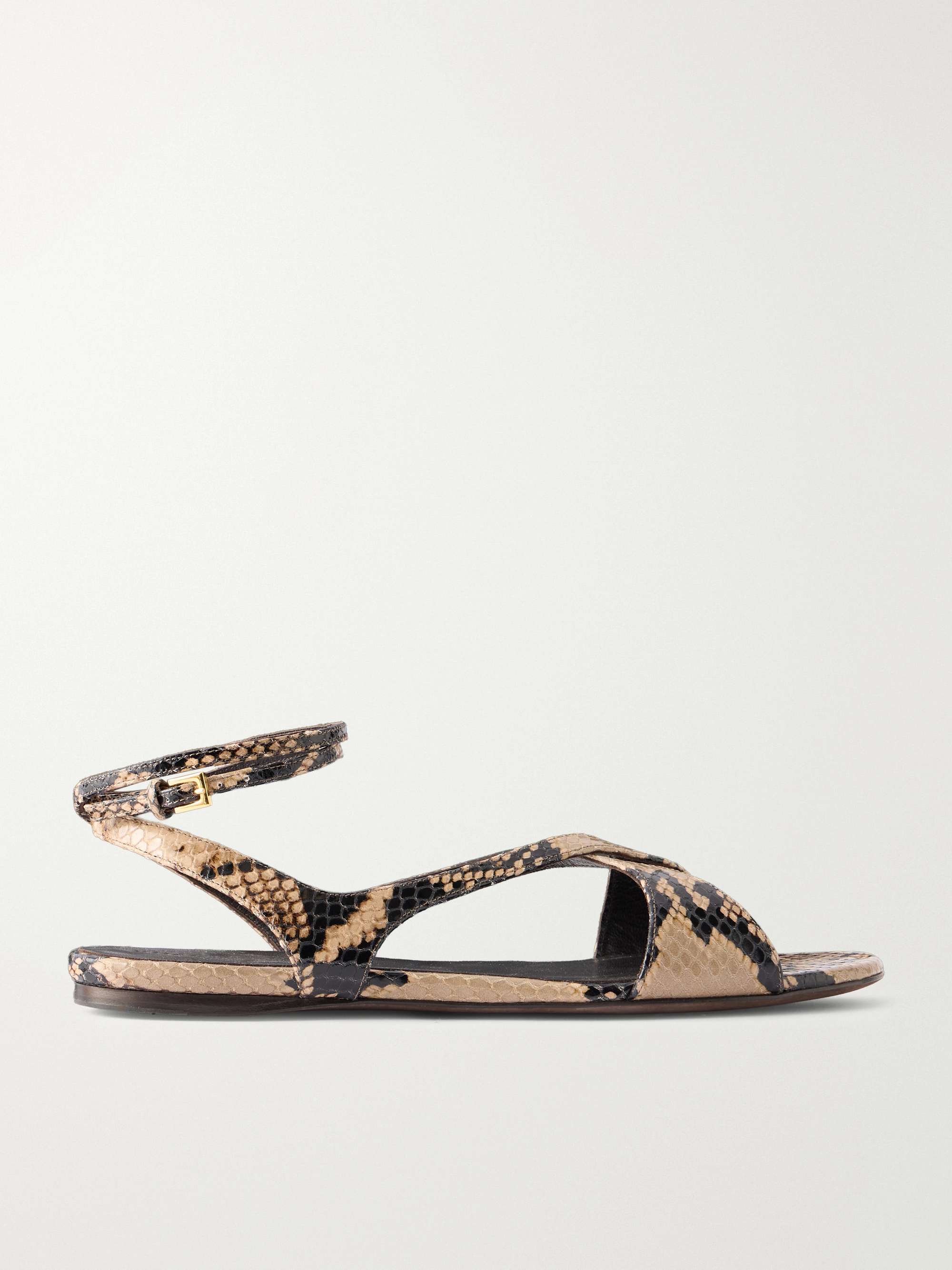 KHAITE Liria snake-effect leather flat sandals