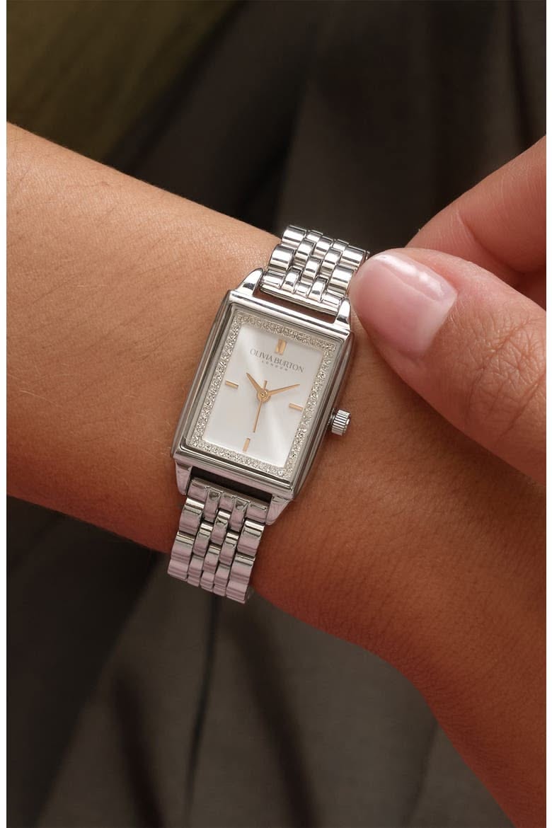 Olivia Burton Silver-toned Wrist Watch — Rectangular Case