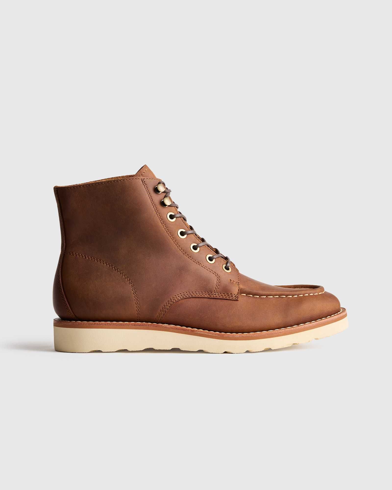 Crafted Leather Moc Toe Boot in Whiskey