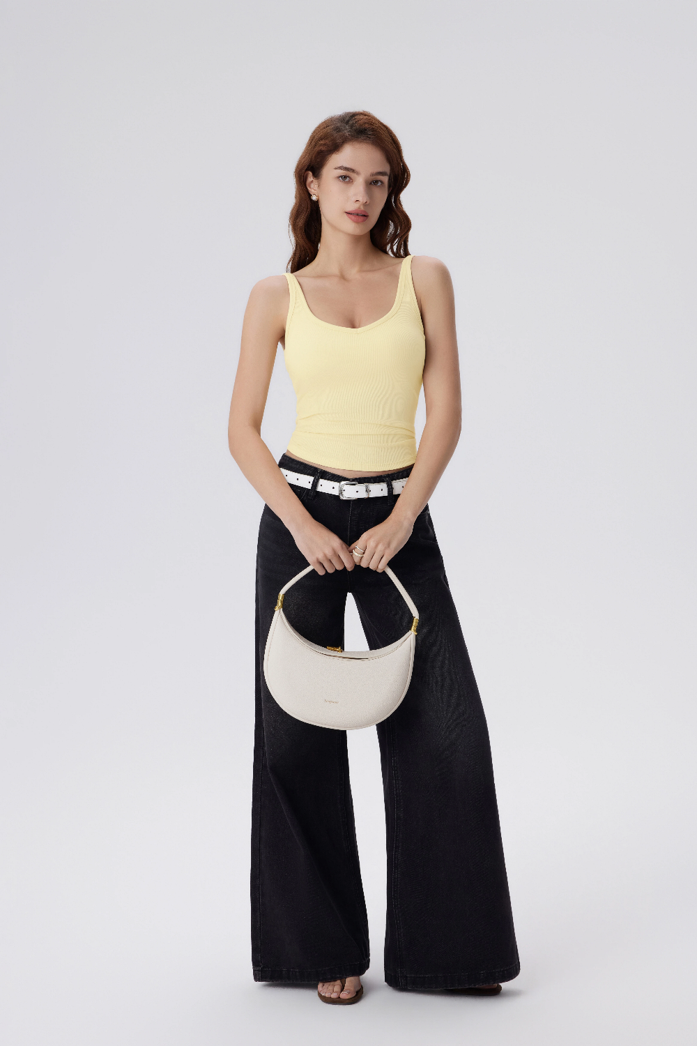 SUUKSESS Pastel Yellow Tank Top — Scoop Neckline, Sleeveless, Ribbed