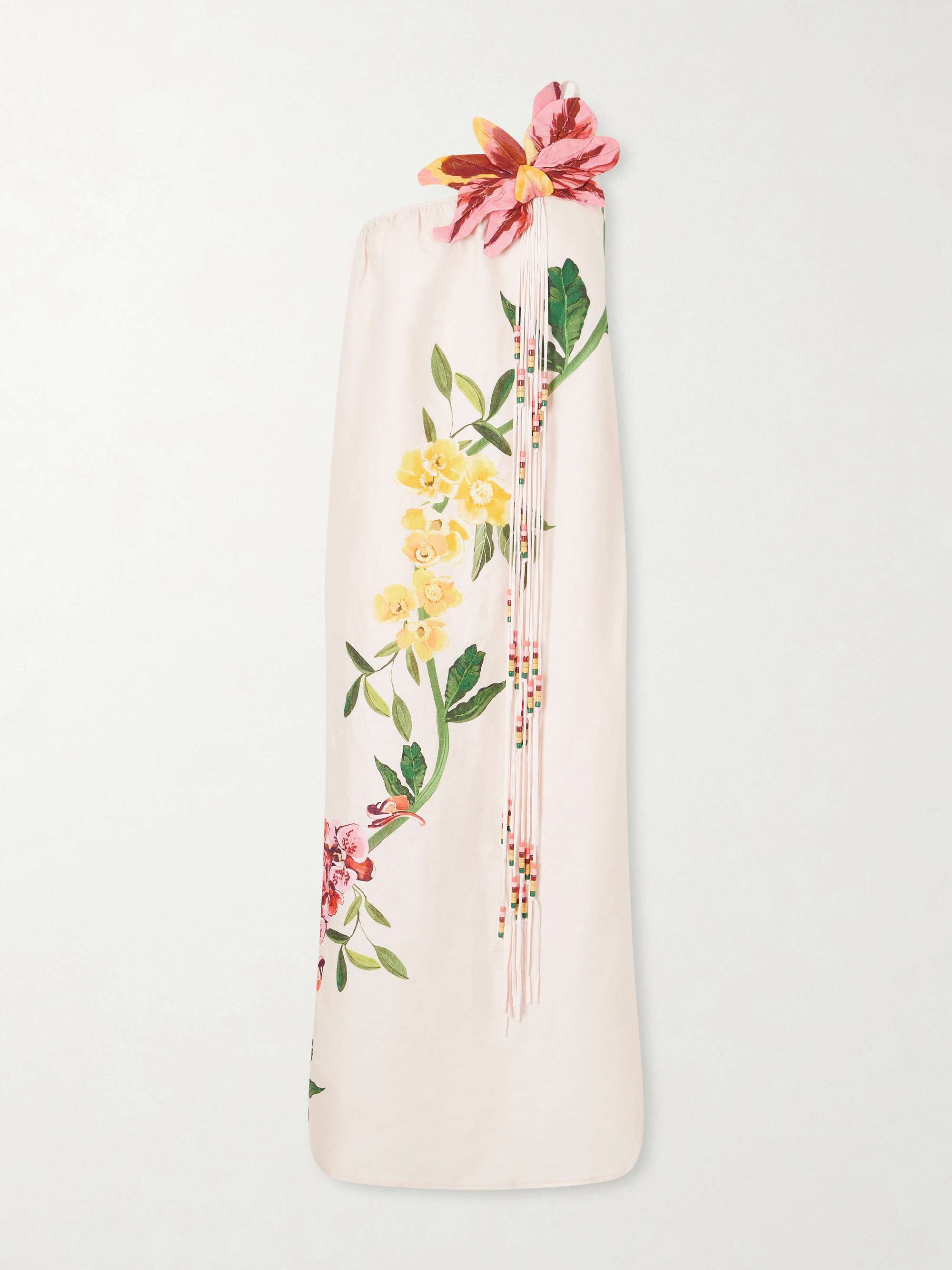FARM RIO Garden Terrace floral-print bead-embellished linen maxi dress