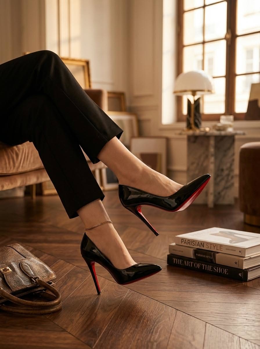 Christian Louboutin Black Patent Stilettos — Pointed Toe, High