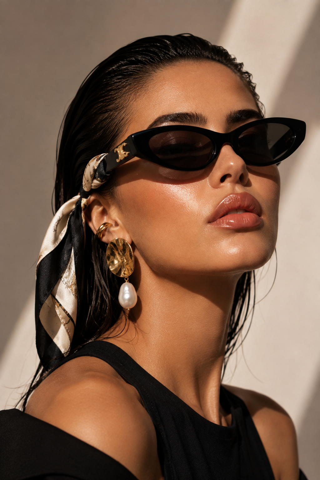 Celine Black Cat-eye Sunglasses — Narrow Cat-eye Silhouette, Dark