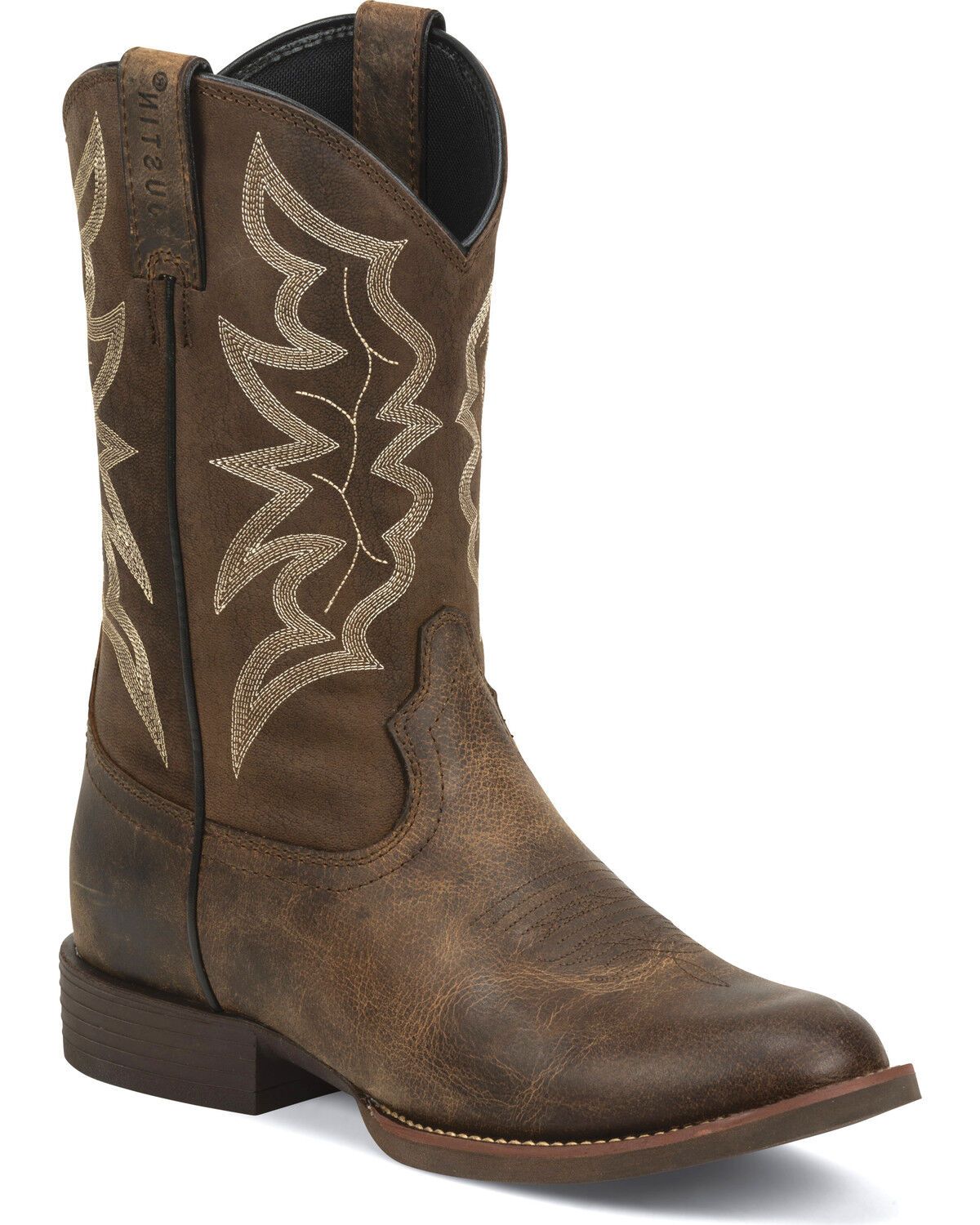 Justin Distressed Brown Western Boots — Western Stitching, Square