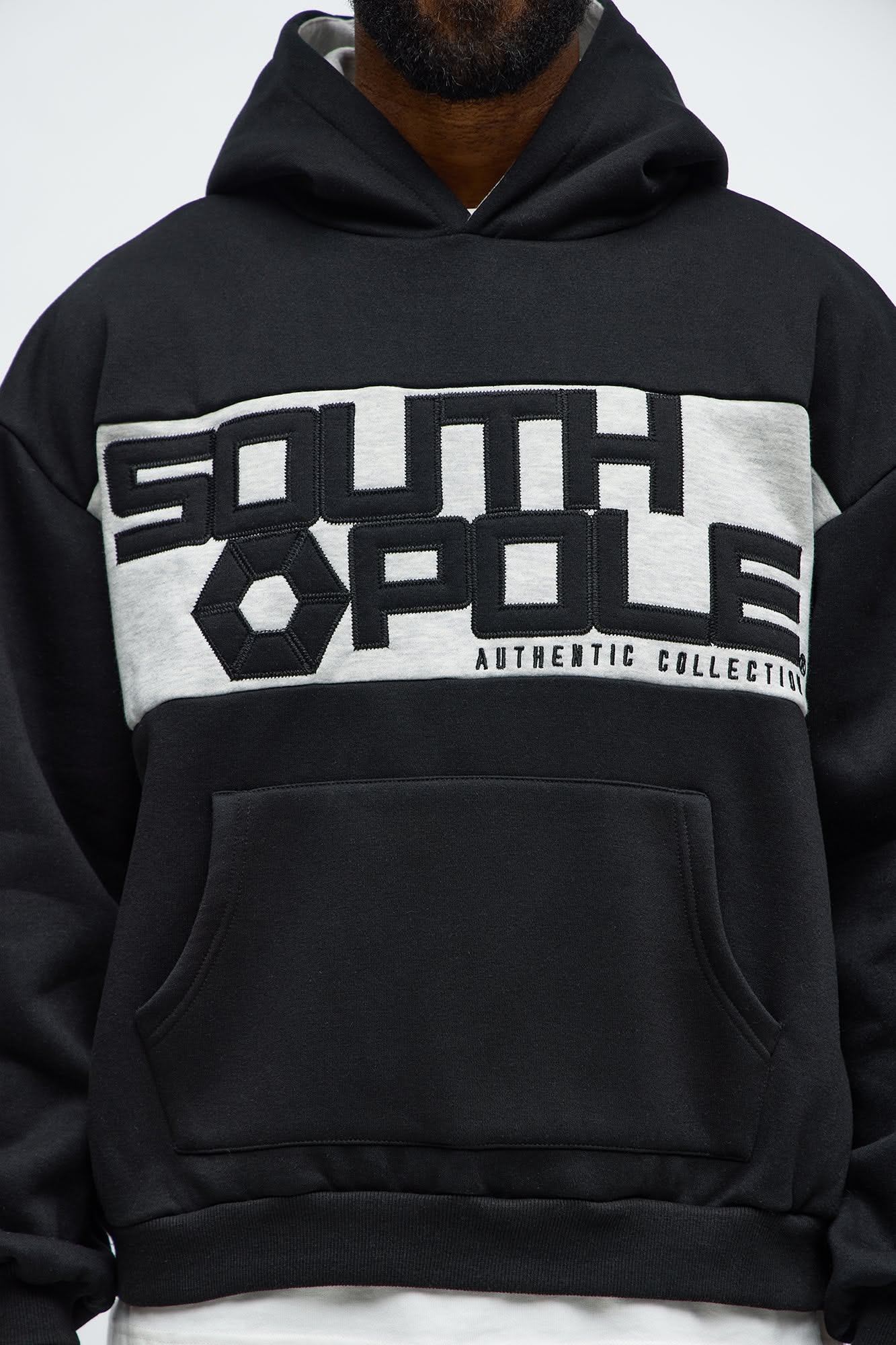 Southpole Black and Grey Hoodie — Southpole Chest Logo Embroidery