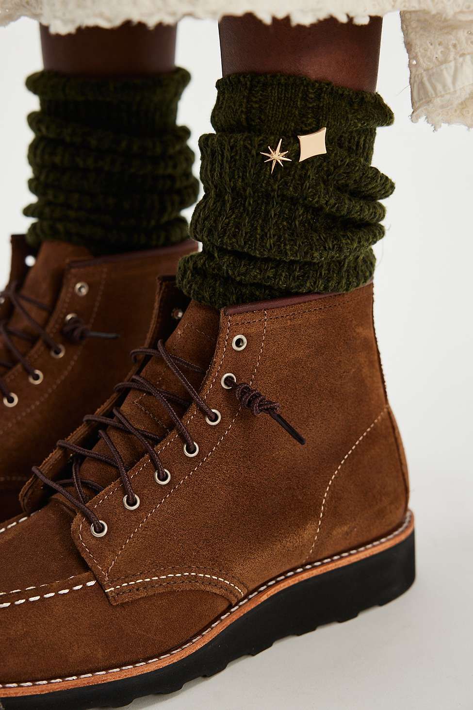 Red Wing Brown Boots — Moccasin Toe, Lace-up Closure with Metal