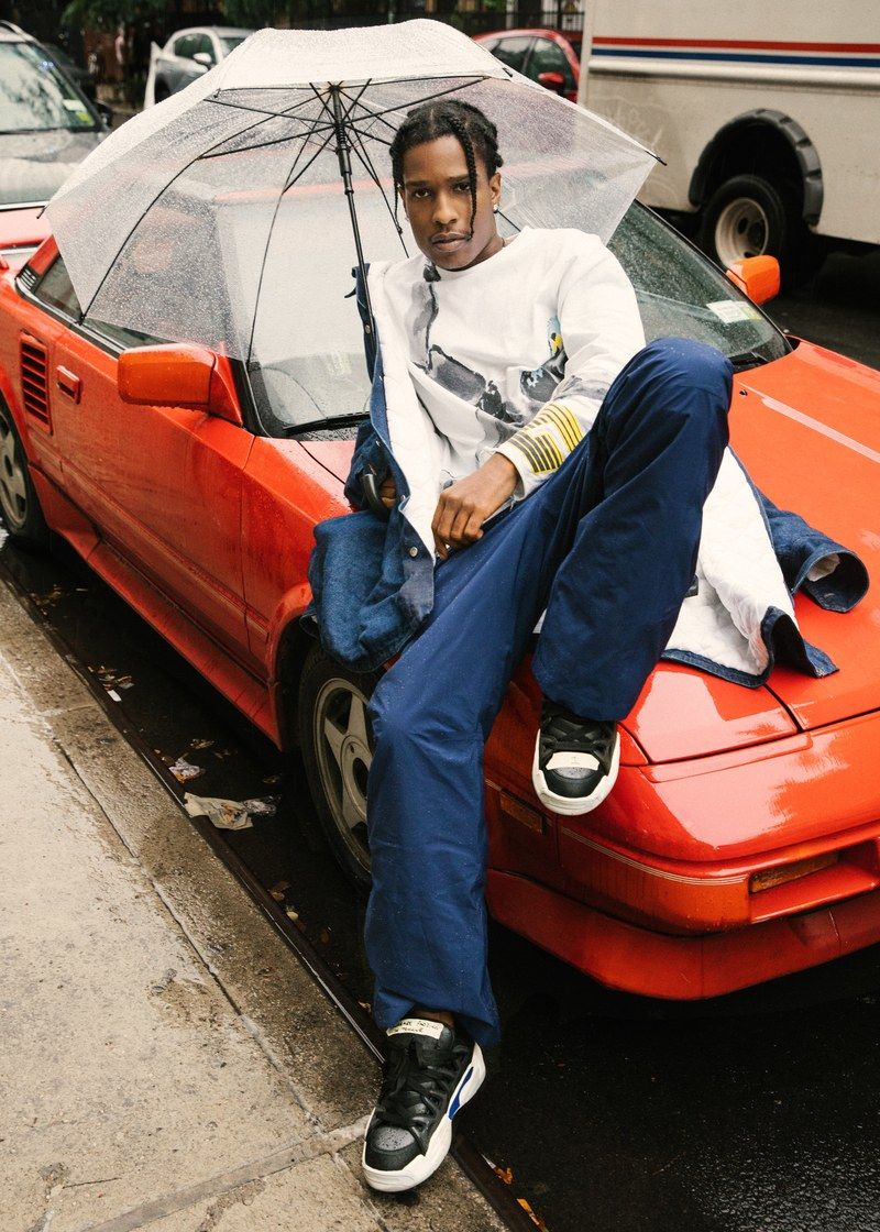 A$ap Rocky White Sweatshirt — Crew Neck, Long Sleeves with Yellow
