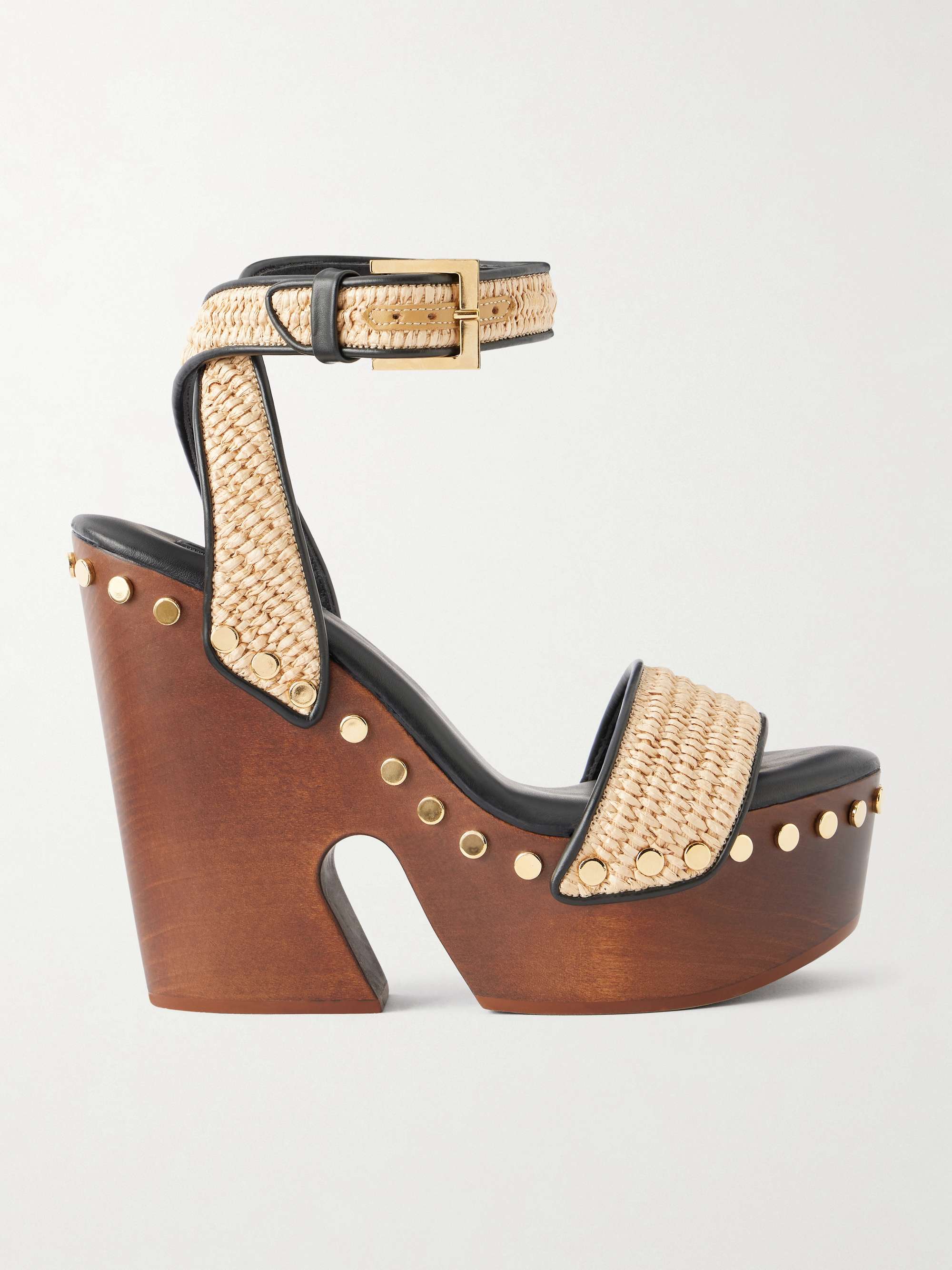 GIVENCHY Studded raffia wedge sandals