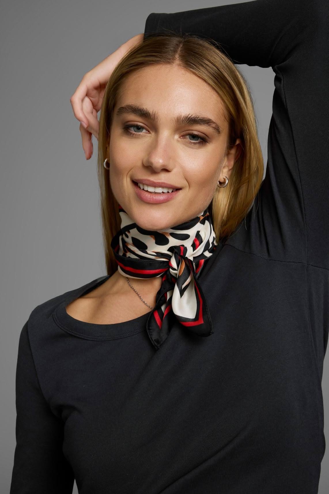 Laura Scott Multi-color White Black Red Scarf — Leopard Print, Red