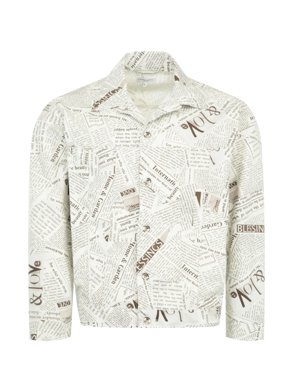 Engineered Garments newspaper-print Type 5 denim jacket