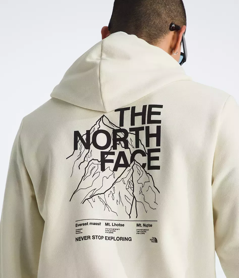 The North Face Off-white Cream Hoodie — Large Black Mountain Graphic