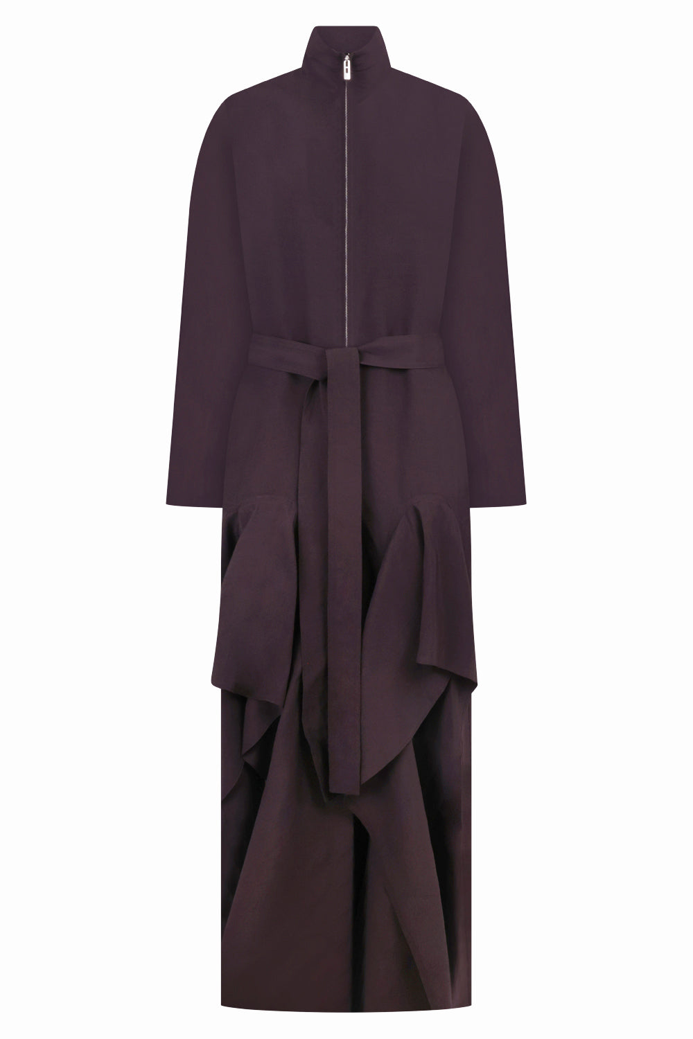 ALAIA Poplin Ruffle Jumpsuit | Aubergine