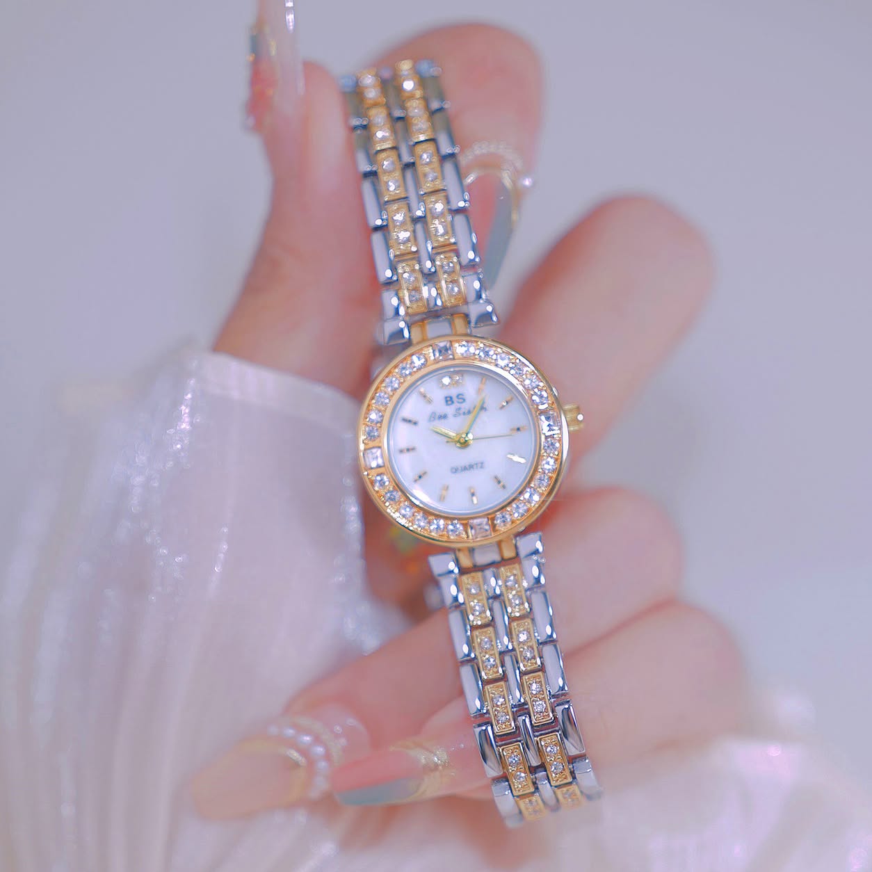 BS Bee Sister Two-tone Gold and Silver Wristwatch — Round Dial