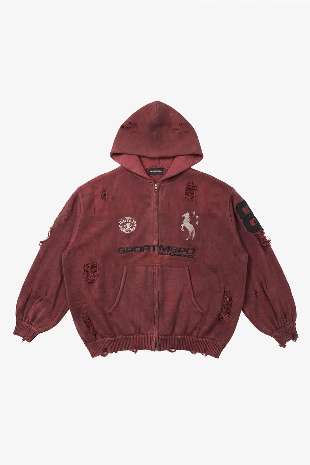 Azakuza Knit Zip Hoodie, Old Red / L