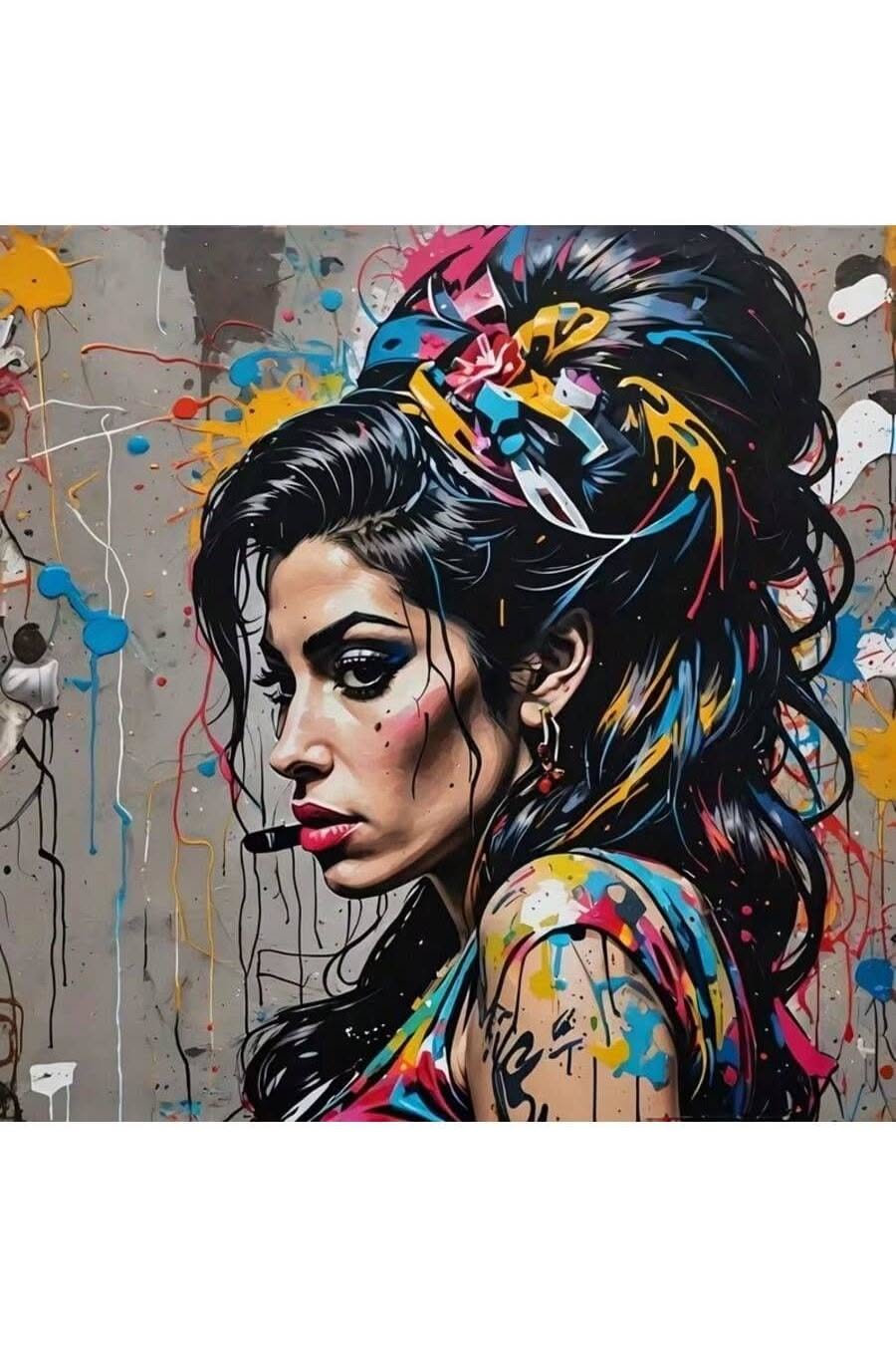 Amy Winehouse Multi-color Artwork — Stylized Portrait, Vibrant