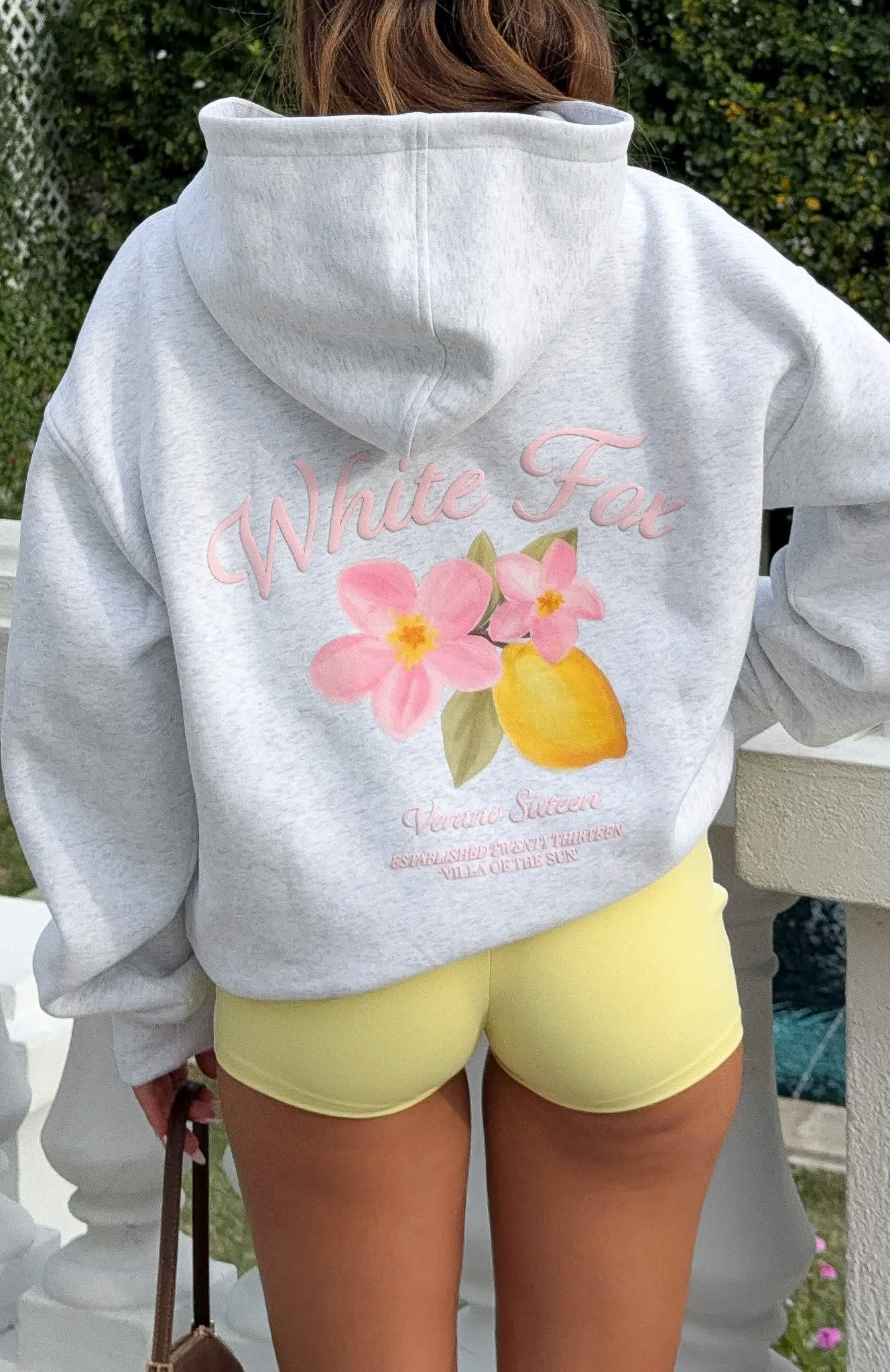 White Fox Boutique Grey Marle Hoodie — White Fox Puff Print
