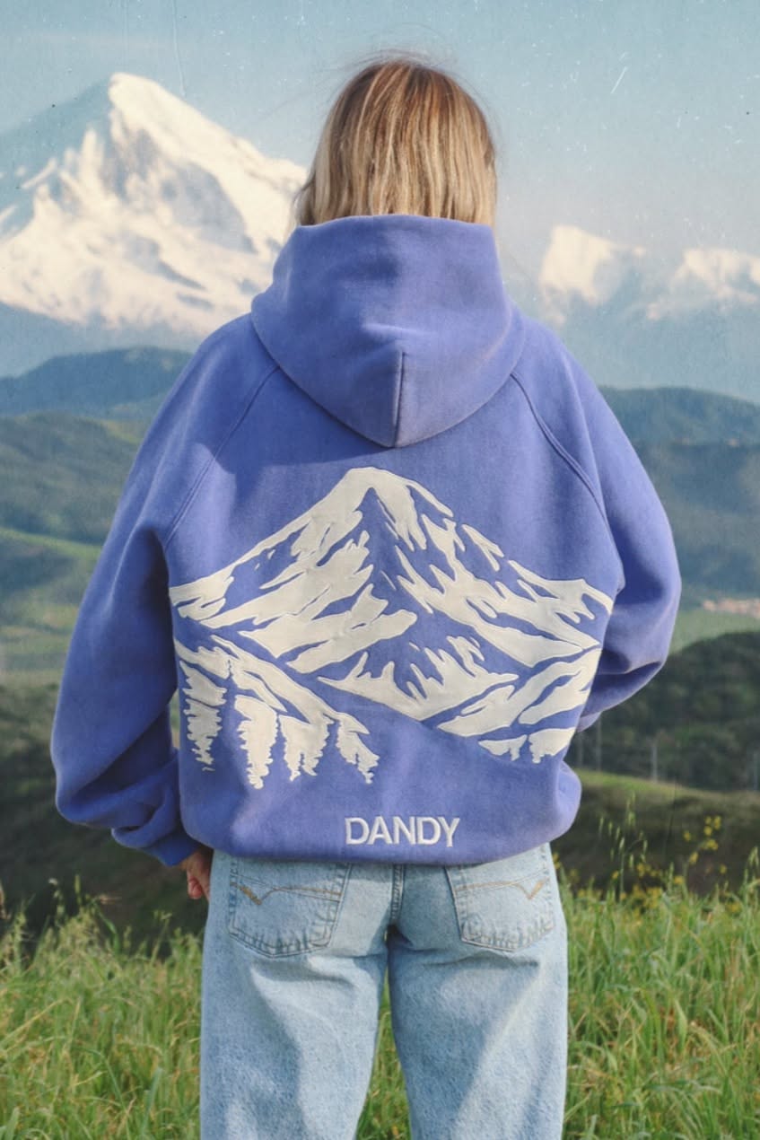 Dandy Worldwide Washed Periwinkle Blue Hoodie — Mountain Graphic