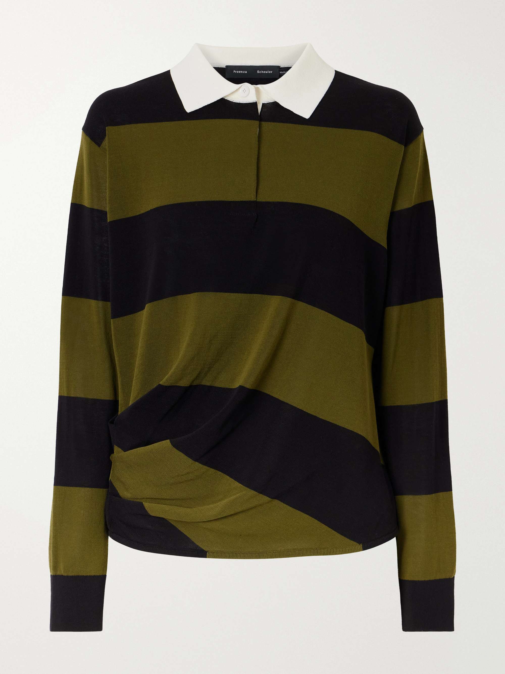 PROENZA SCHOULER Corinna striped cotton-knit polo shirt