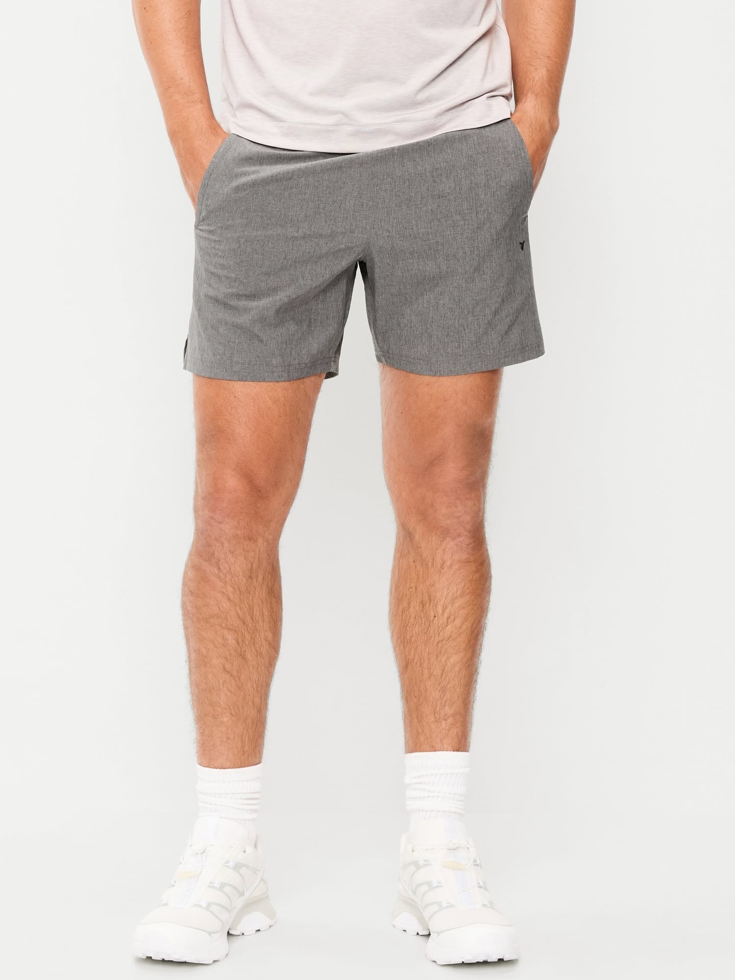 Old Navy Heather Gray Workout Shorts — Elastic Waistband, Side