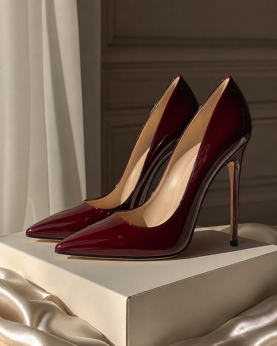 Burgundy Cherry Stiletto Heels