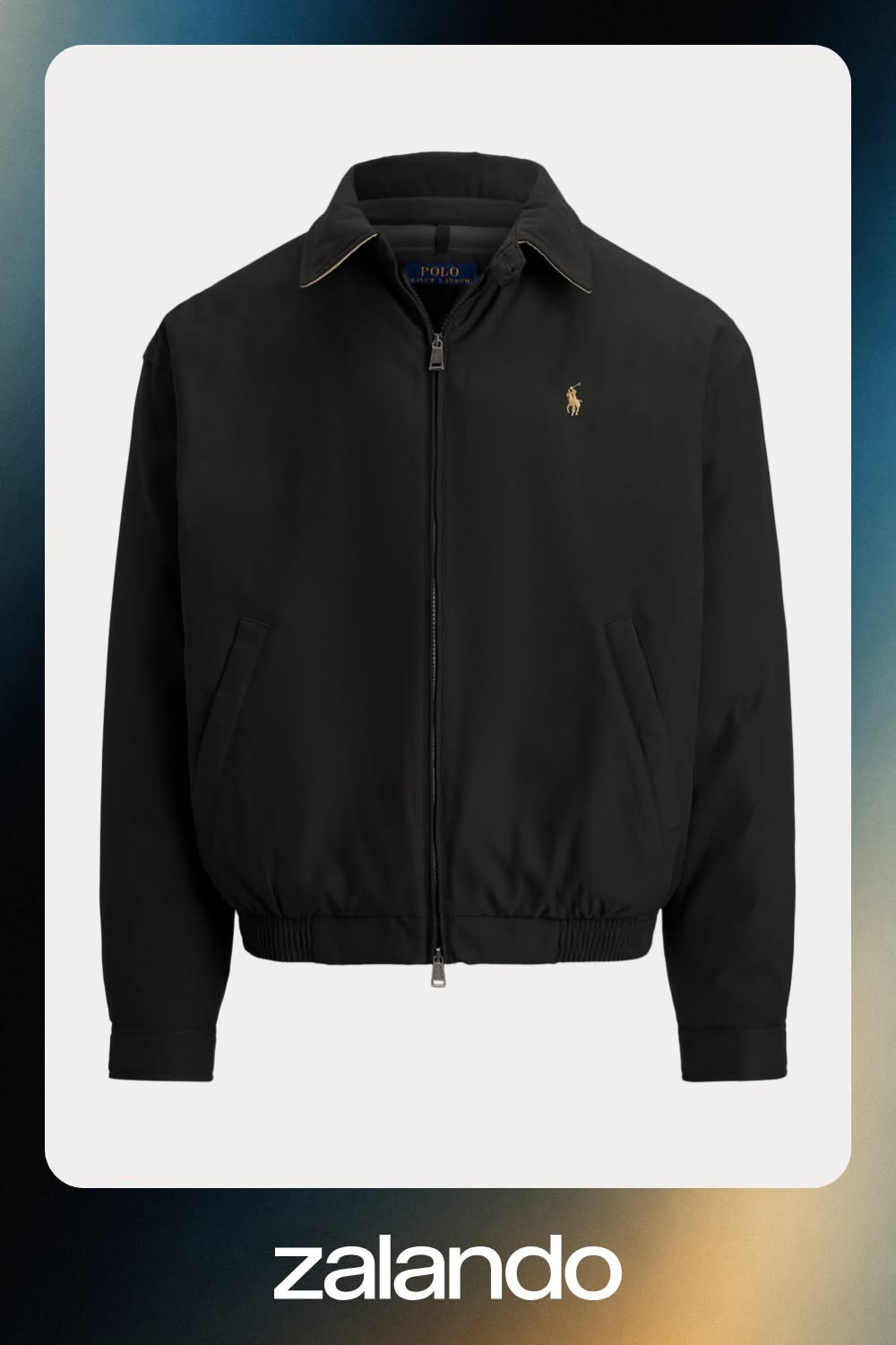 Polo Ralph Lauren Black Windbreaker Jacket — Full Zip Closure, Point