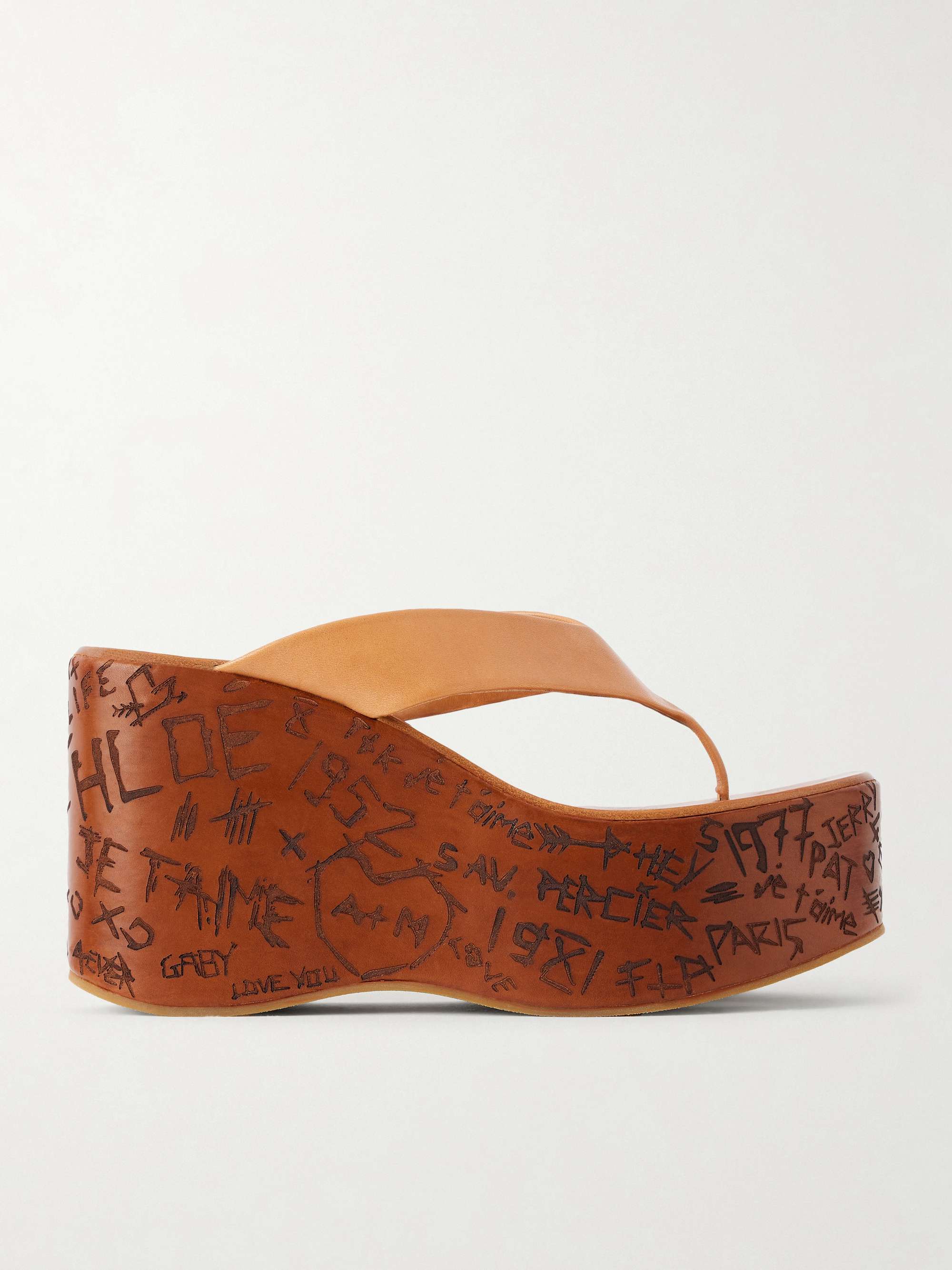Chloé Leather Platform Thong Sandals