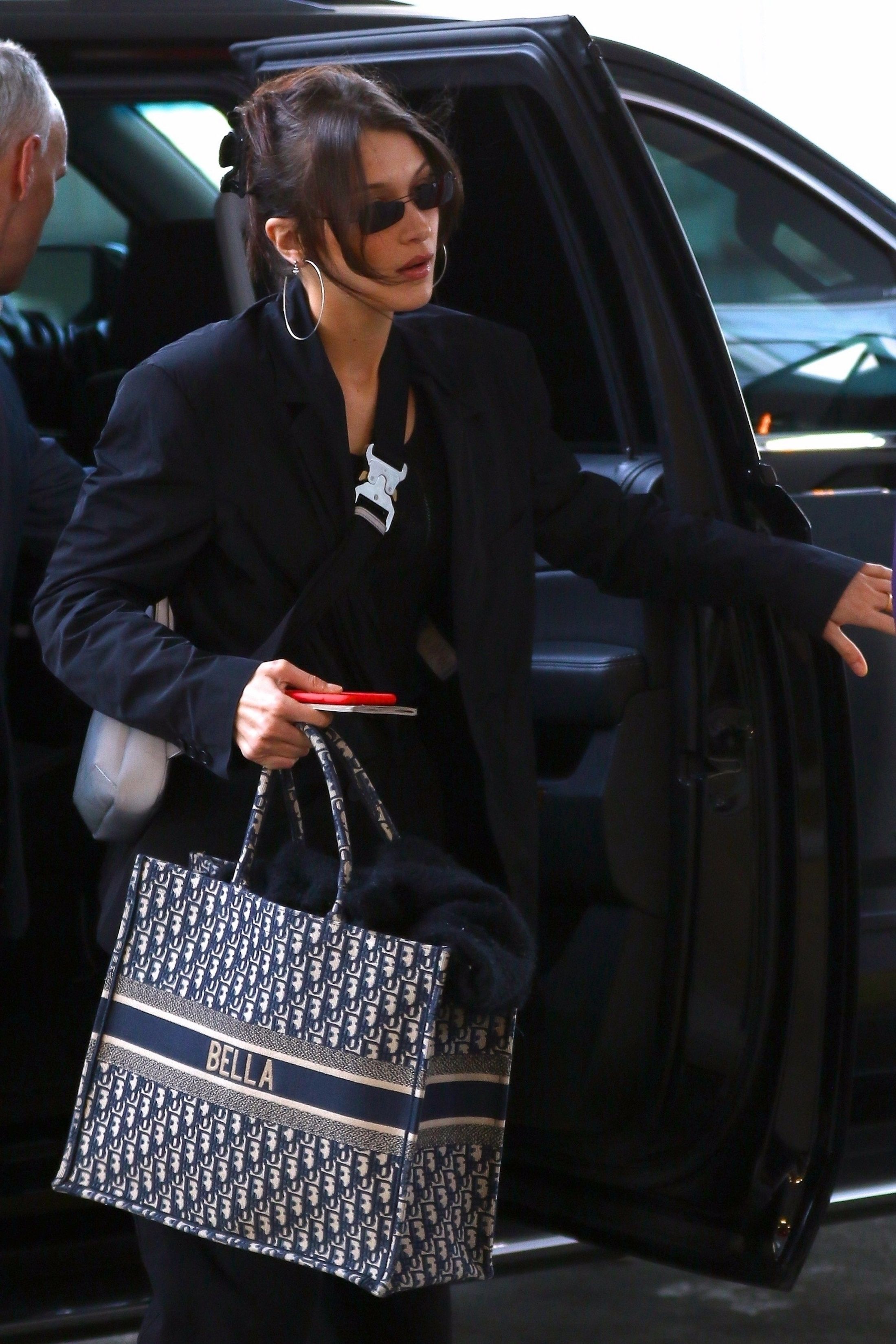 Bella Hadid Navy and White Tote Bag — Blue and White Dior Oblique