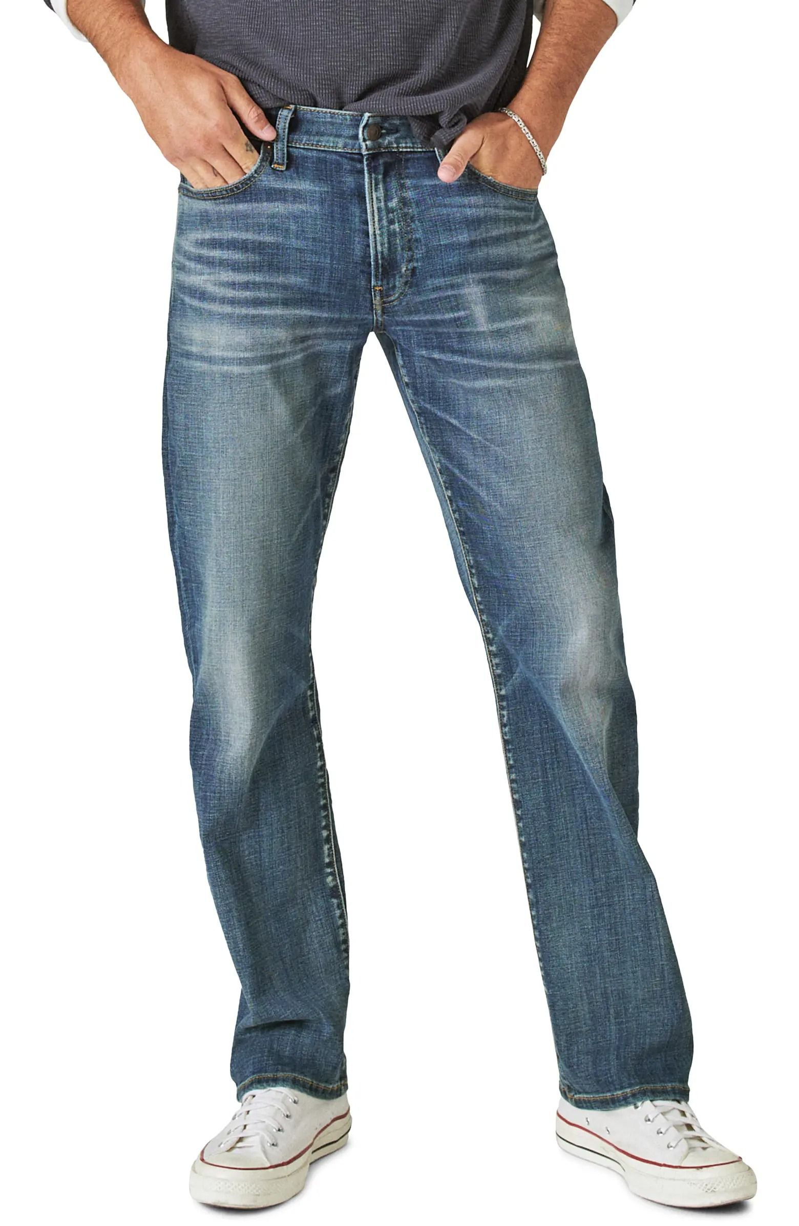 Lucky Brand Medium Wash Blue Jeans — Fading and Whiskering Details