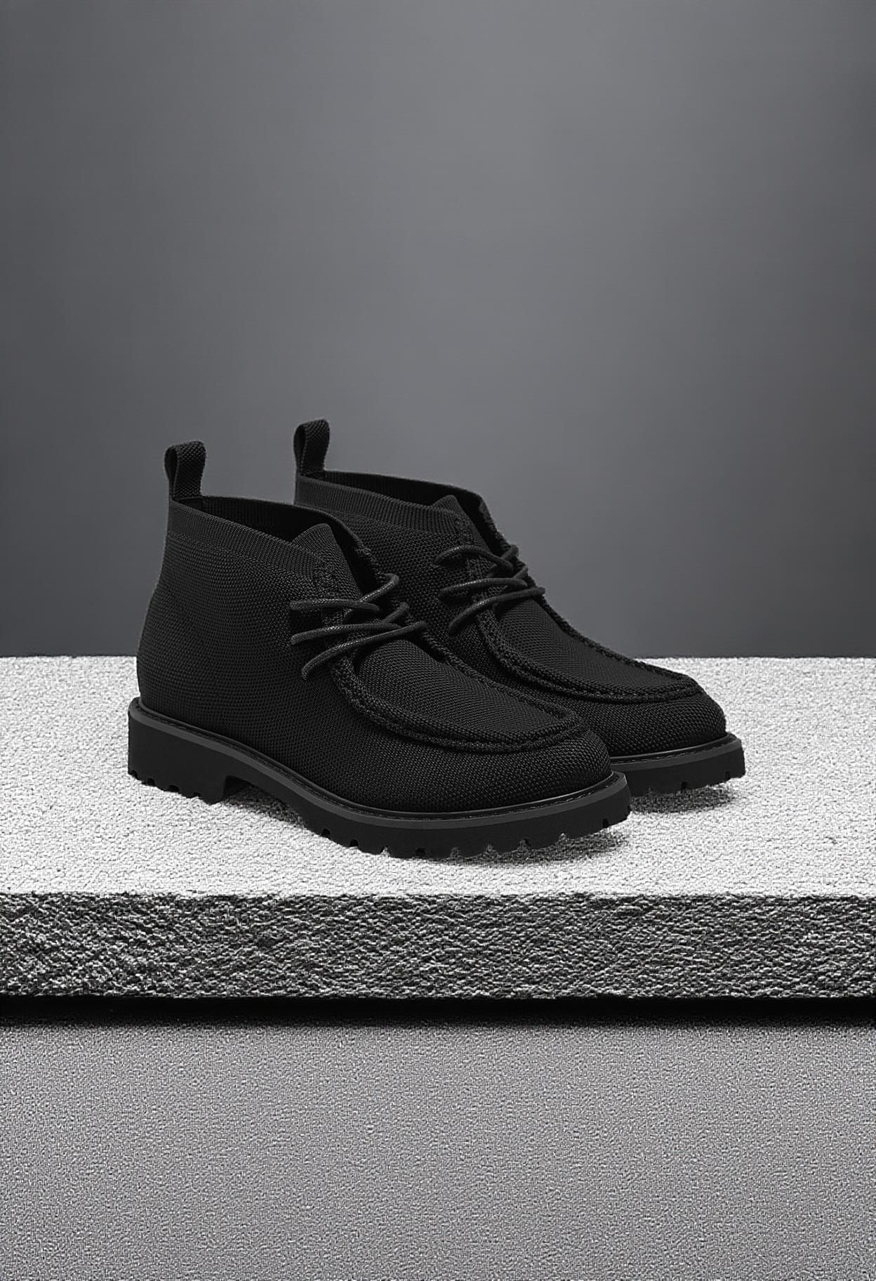 VIVAIA Black Ankle Boots — Round Toe, Lug Sole, Lace-up Front
