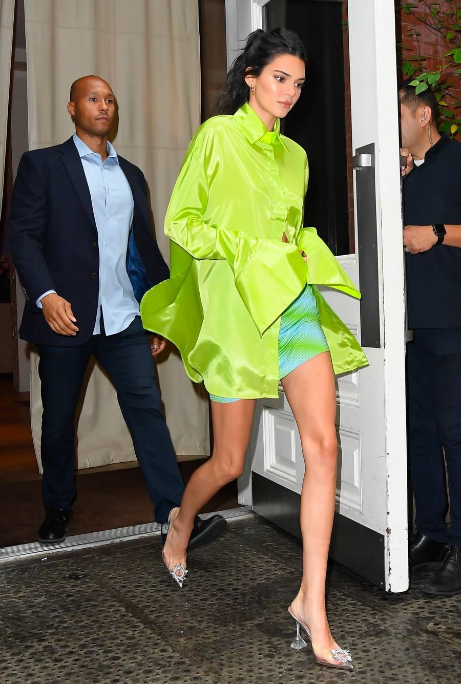 Kendall Jenner Neon Green Oversized Button-down Shirt — Point Collar