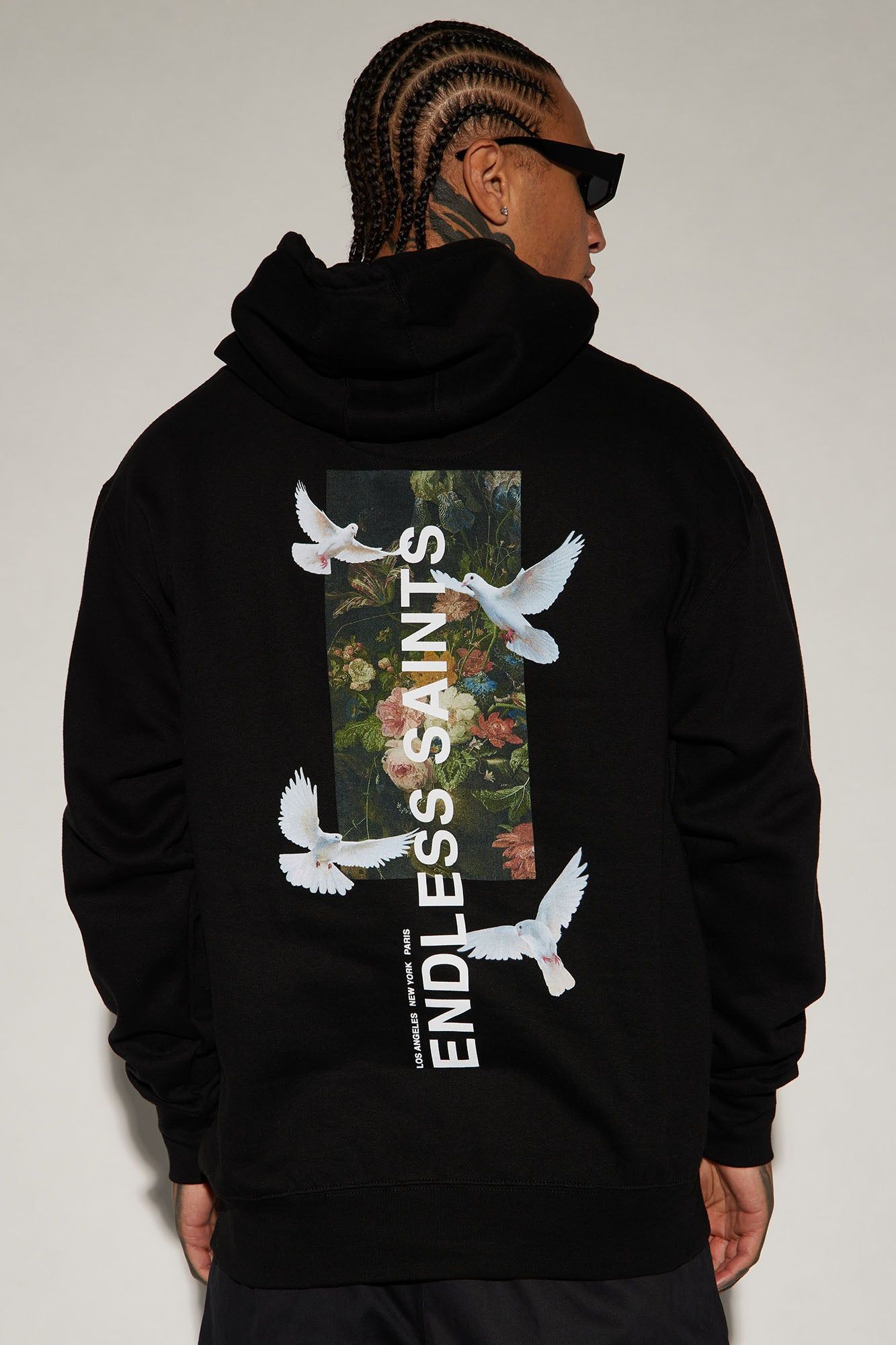 Endless Saints Black Hoodie — Endless Saints Vertical Text Print