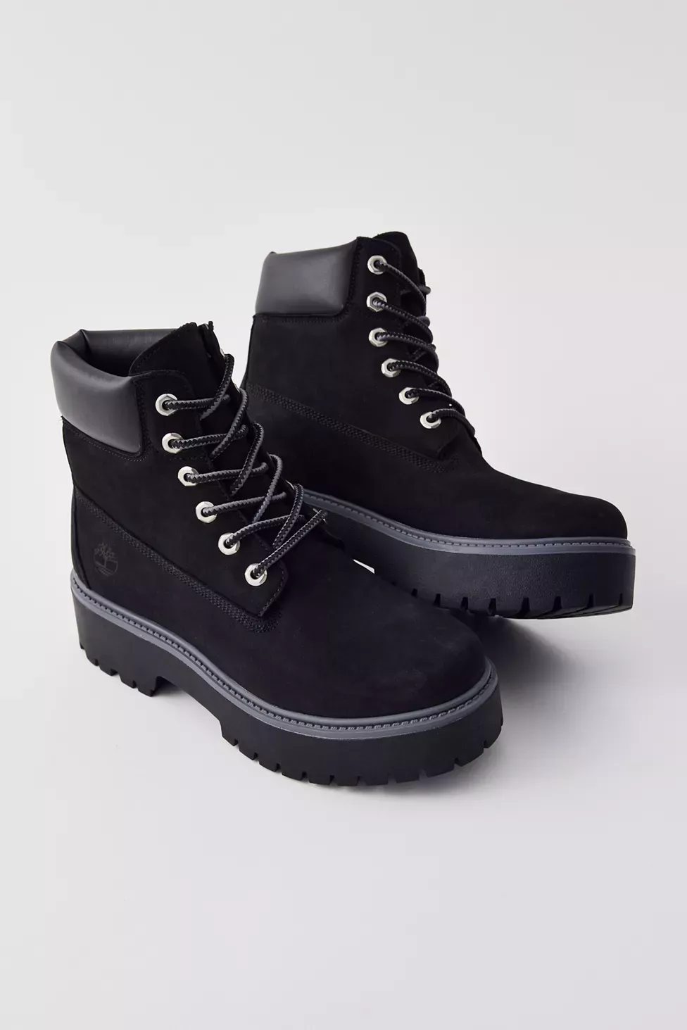 Timberland Black Platform Boots — Chunky Lug Platform Sole, Padded