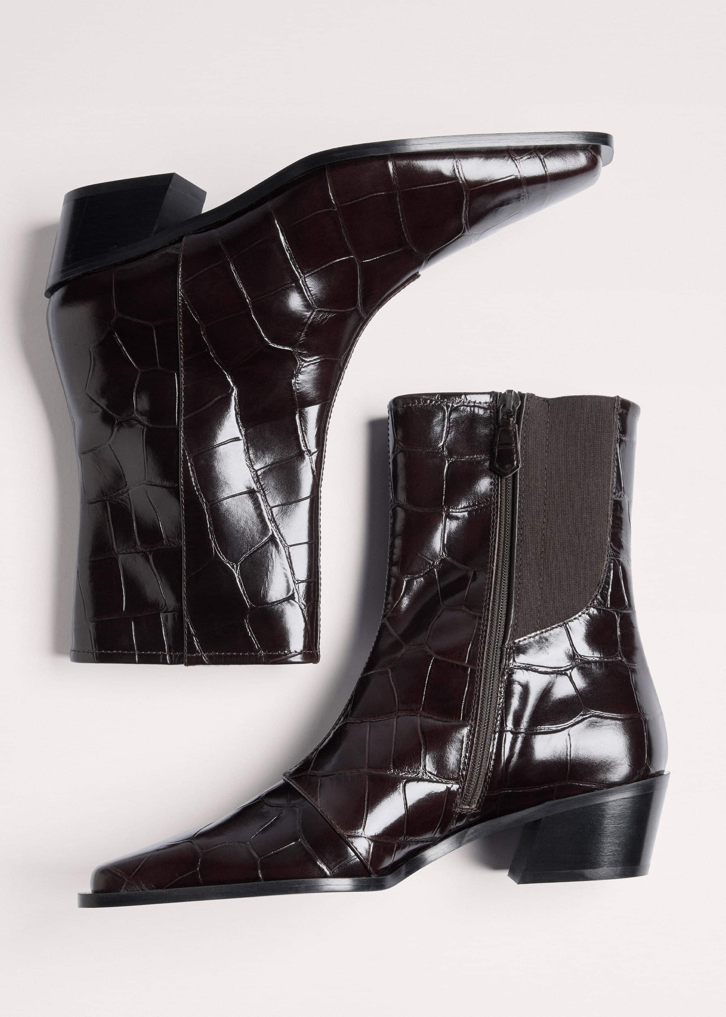 Western High Ankle Boot Leather