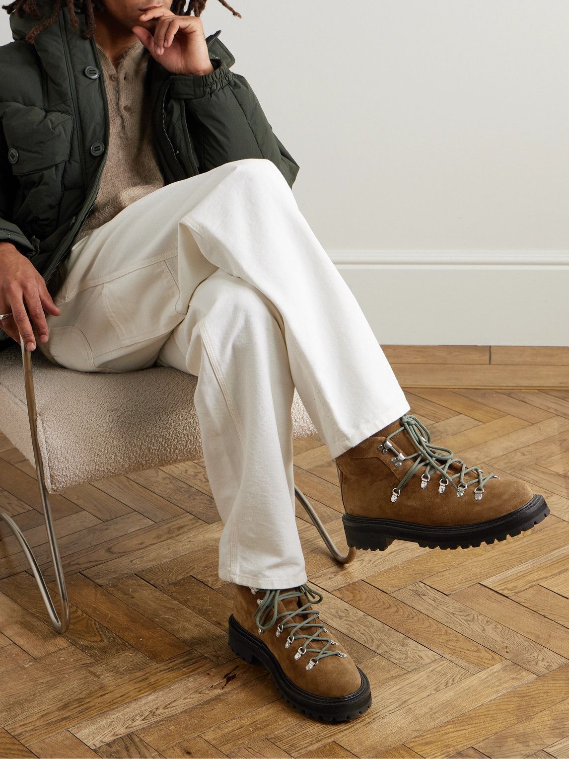 G.h. Bass Brown Suede Hiking Boots — Metal D-ring and Eyelet Lace-up