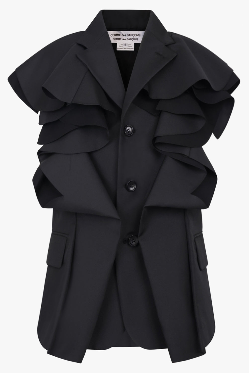COMME DES GARCONS Sculpt Ruffle Sleeve Jacket | Black