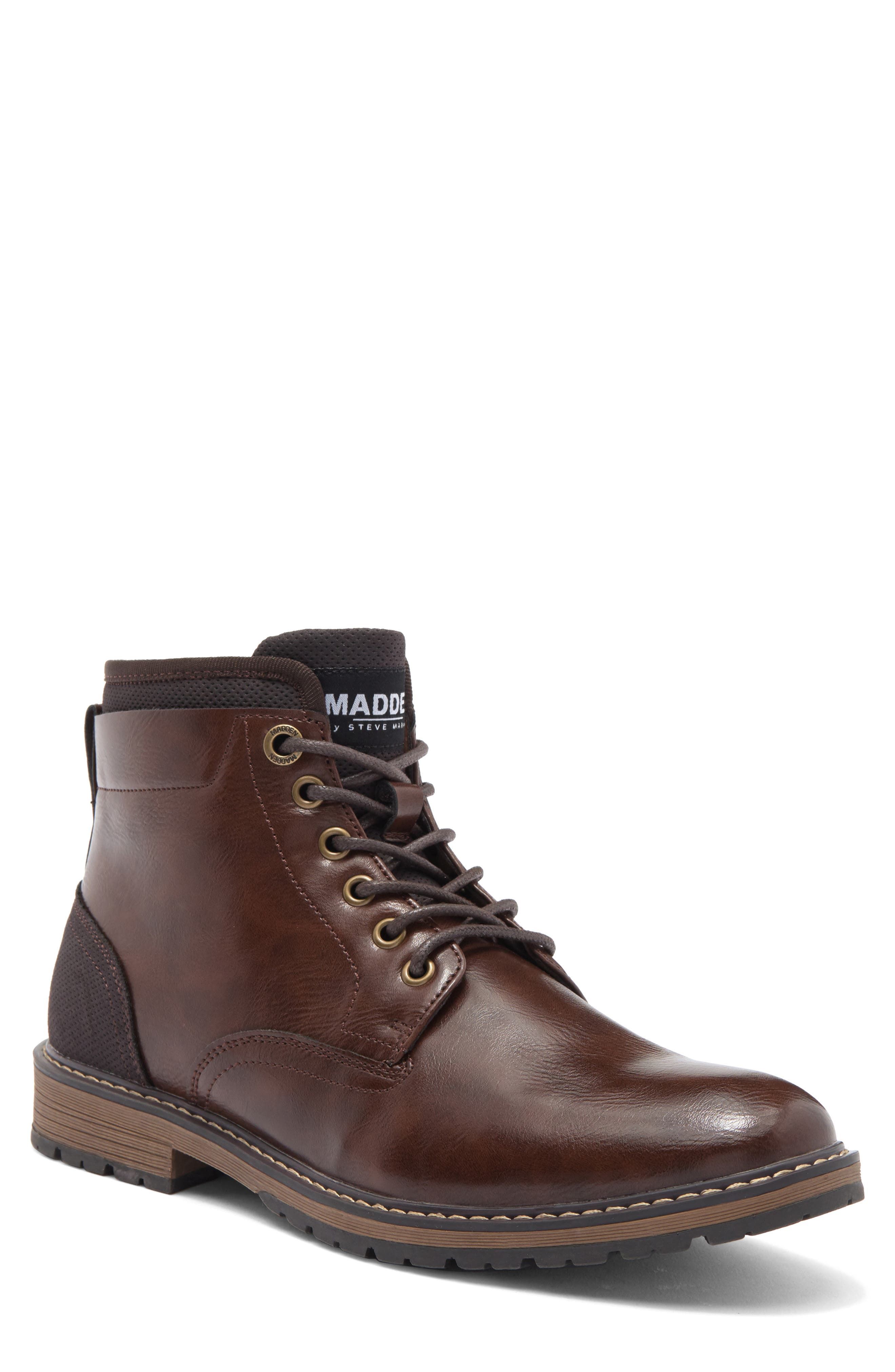 Madden by Steve Madden Dark Brown Combat Boots — Lace-up Closure