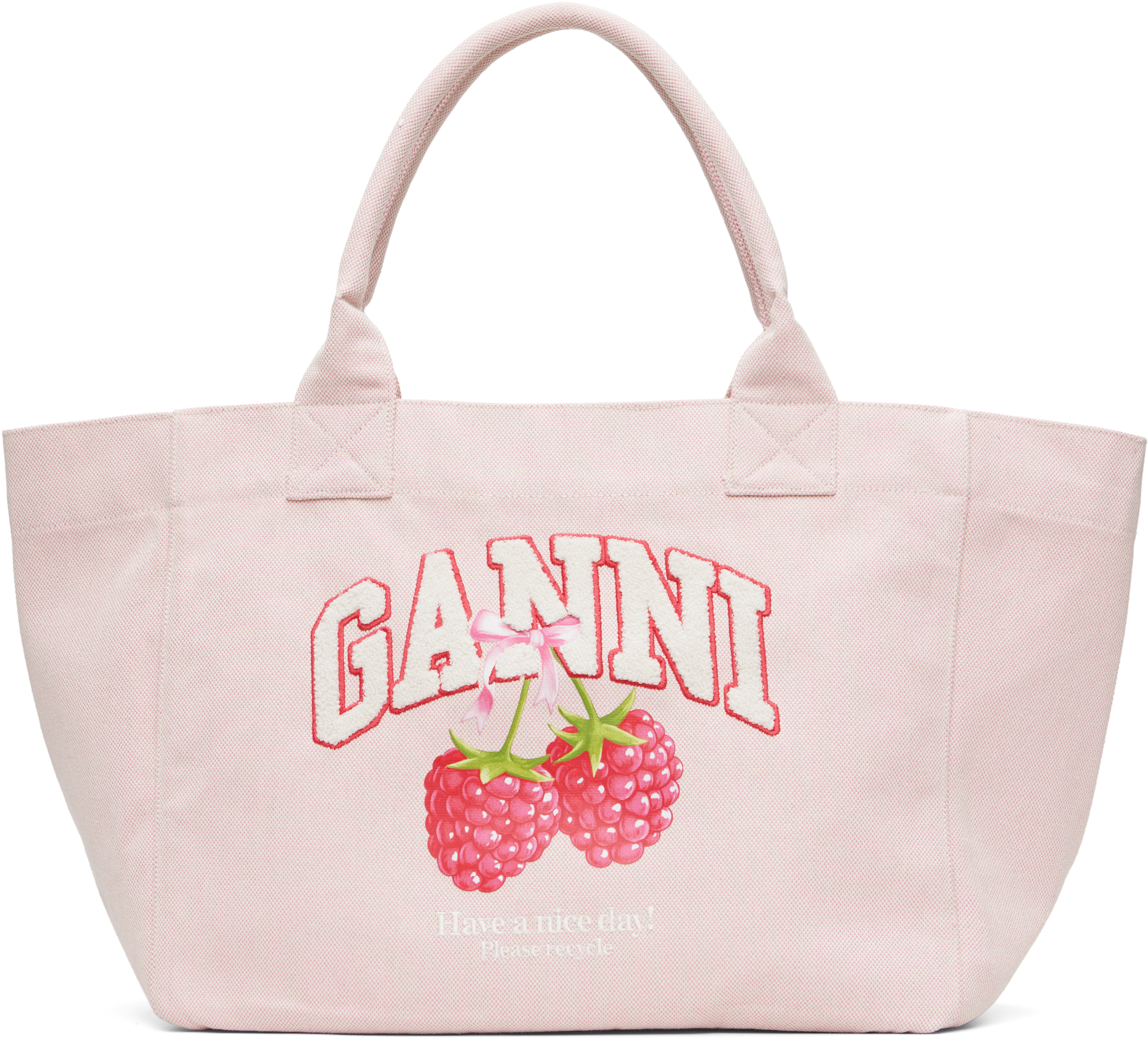 GANNI Pink Trapeze Strawberry Shopper Tote