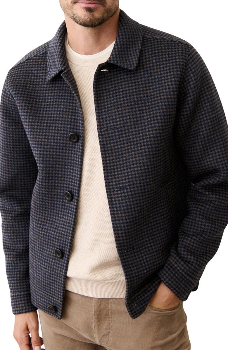 Marine Layer Navy and Brown Shacket — Spread Collar, Button-front