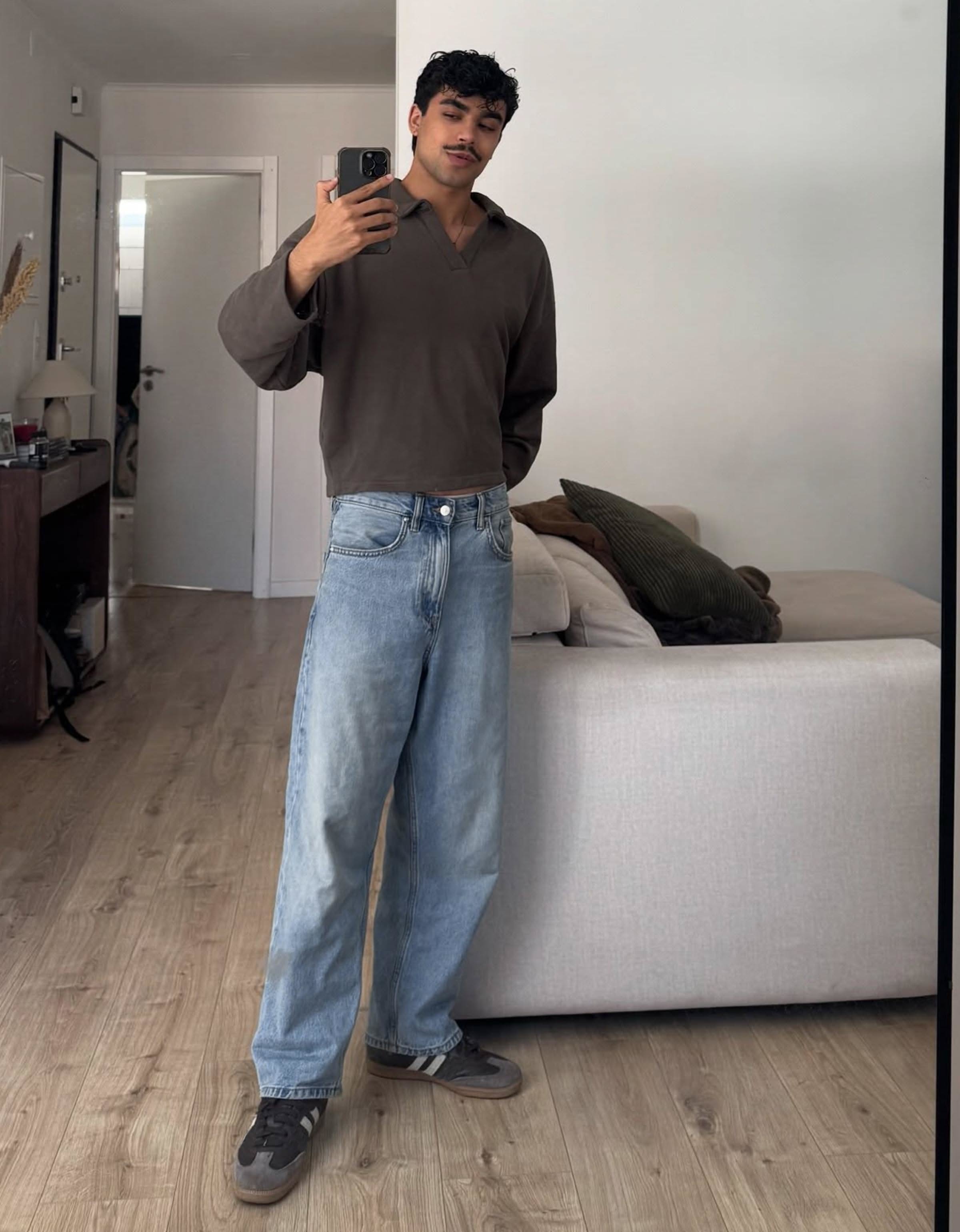 Bershka light wash blue jeans — five-pocket style, light fading, button fly
