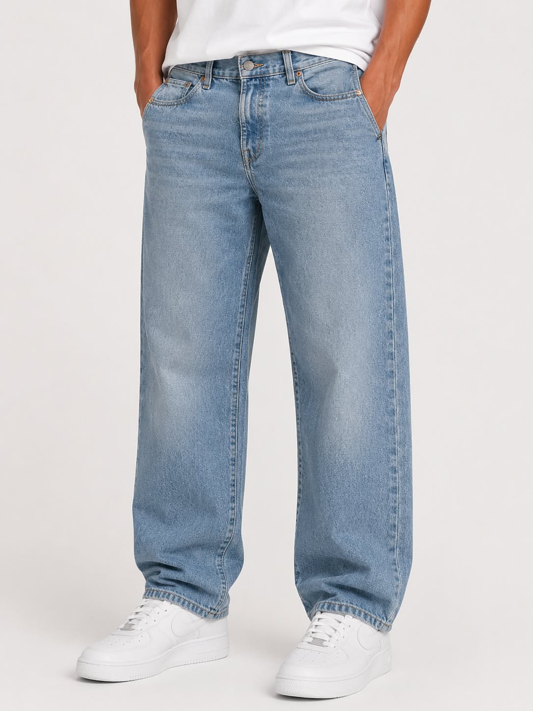 Levi's Light Blue Stonewash Jeans — Five-pocket Styling, Button Fly