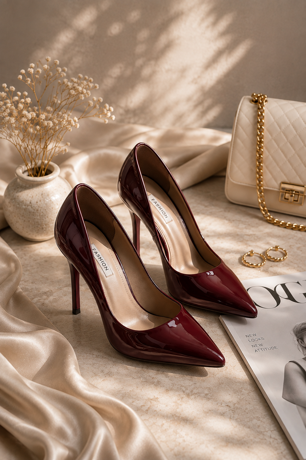 Luxury Burgundy Patent Stiletto Heels — Pointed Toe, High Stiletto