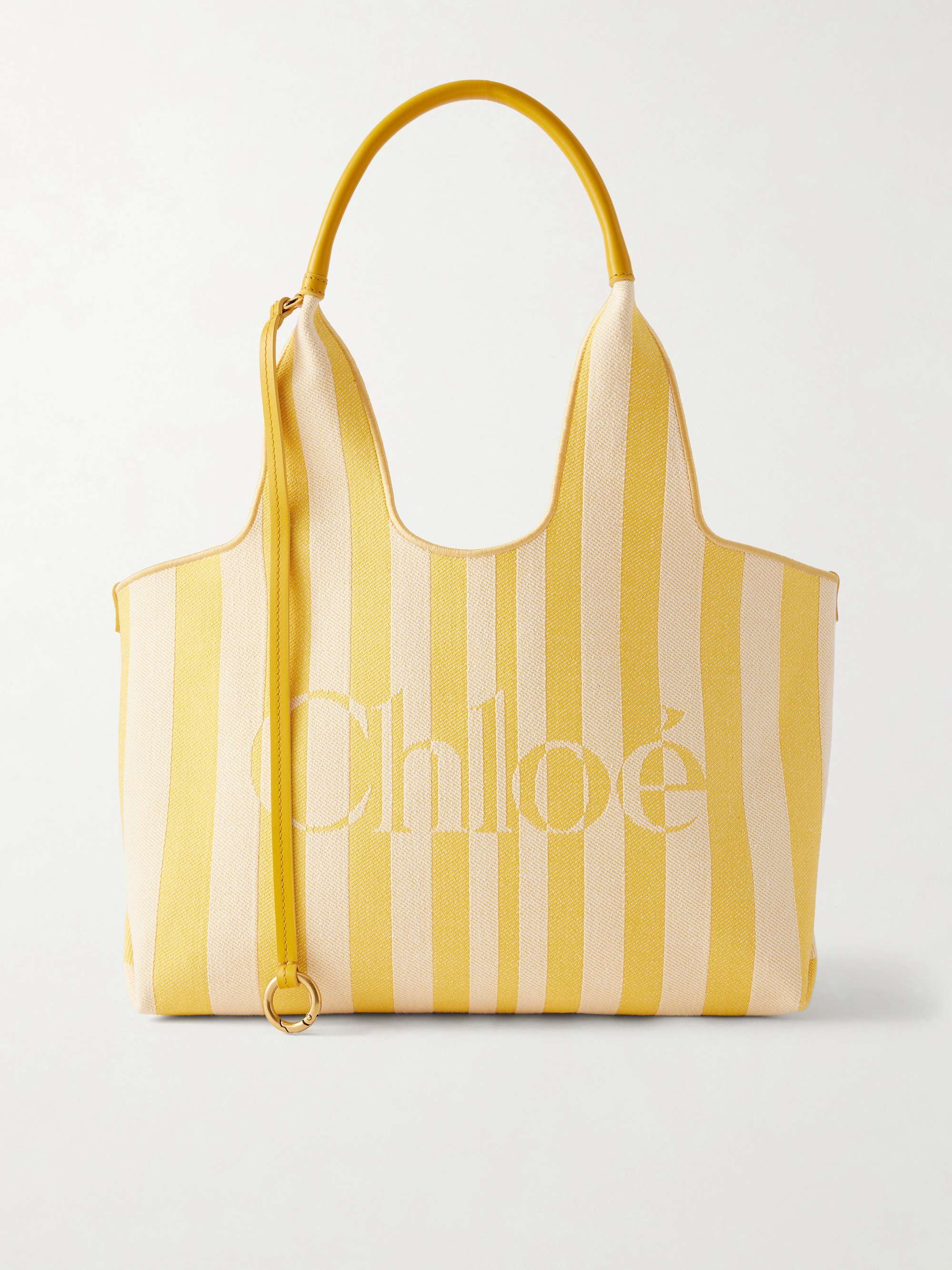 CHLOÉ Striped leather-trimmed shoulder bag