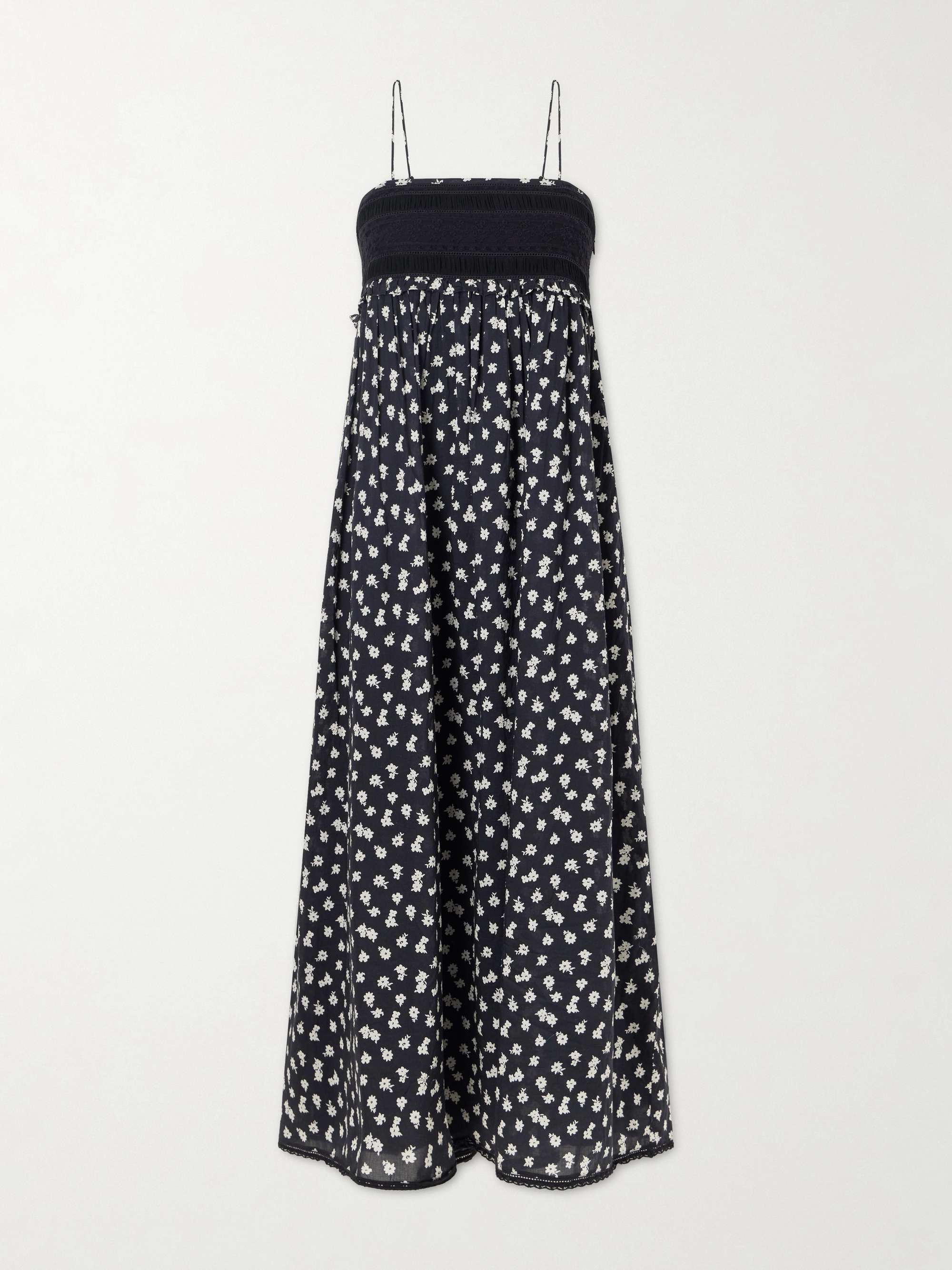 POSSE Danielle floral-print lace-trimmed cotton maxi dress